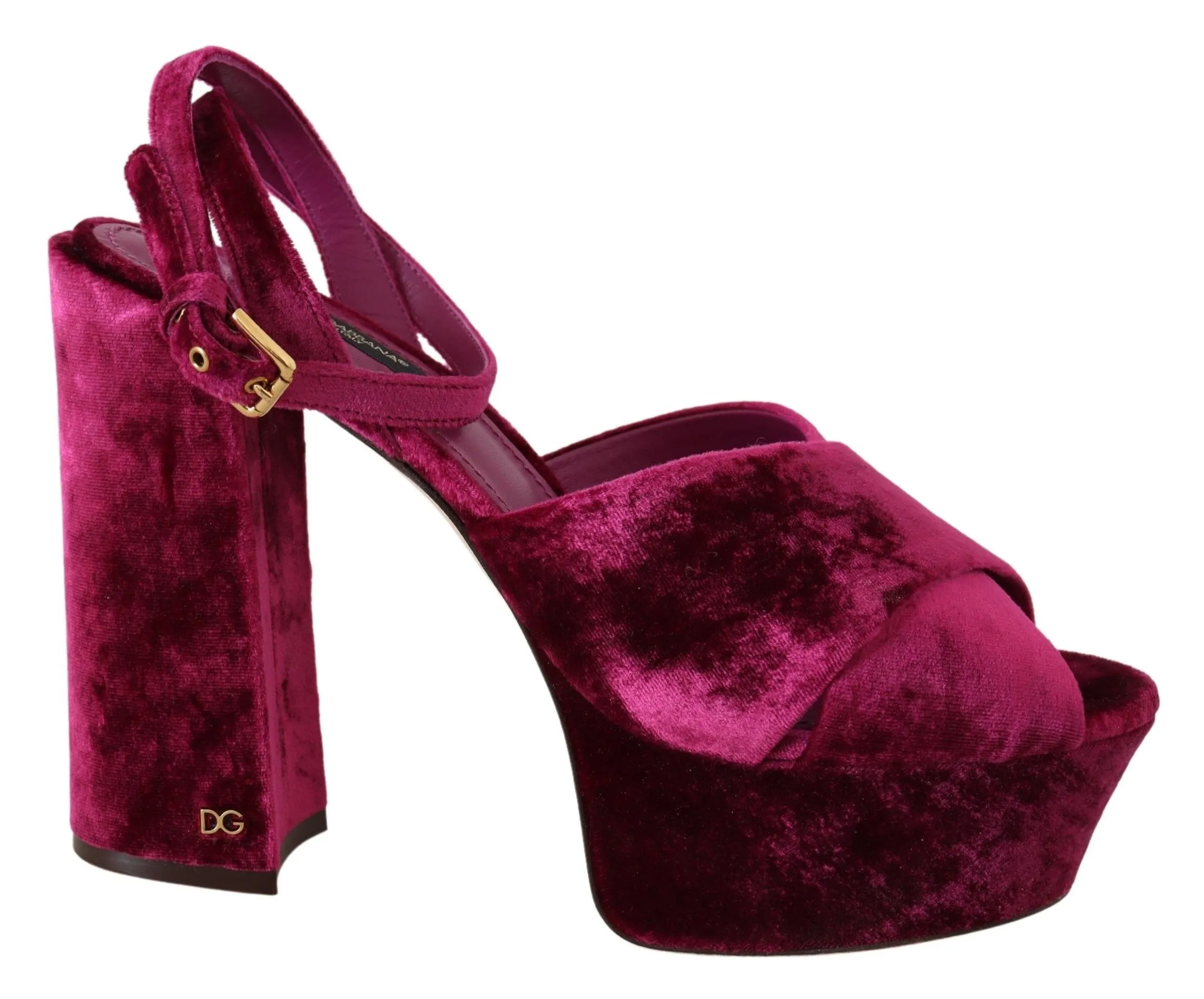 Dolce & Gabbana Women's Sumptuous Velvet Platform Sandals in Pink