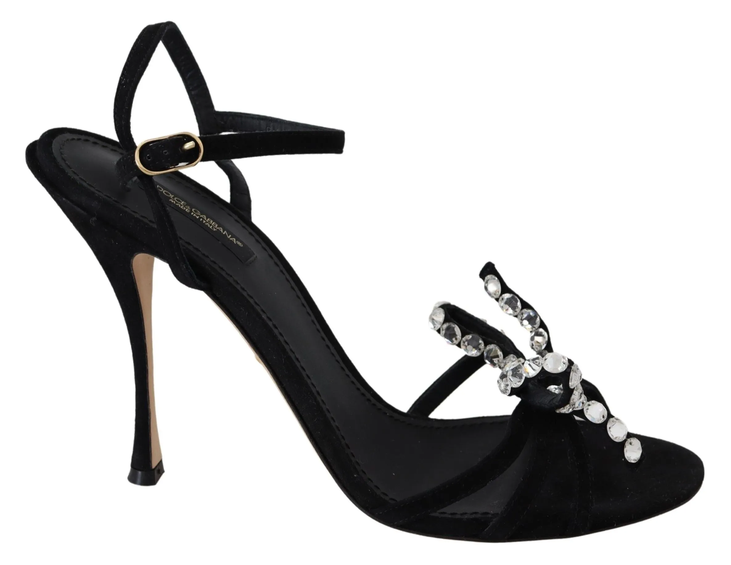 Dolce & Gabbana Women's Elegant Suede High Sandals with Crystal Bows