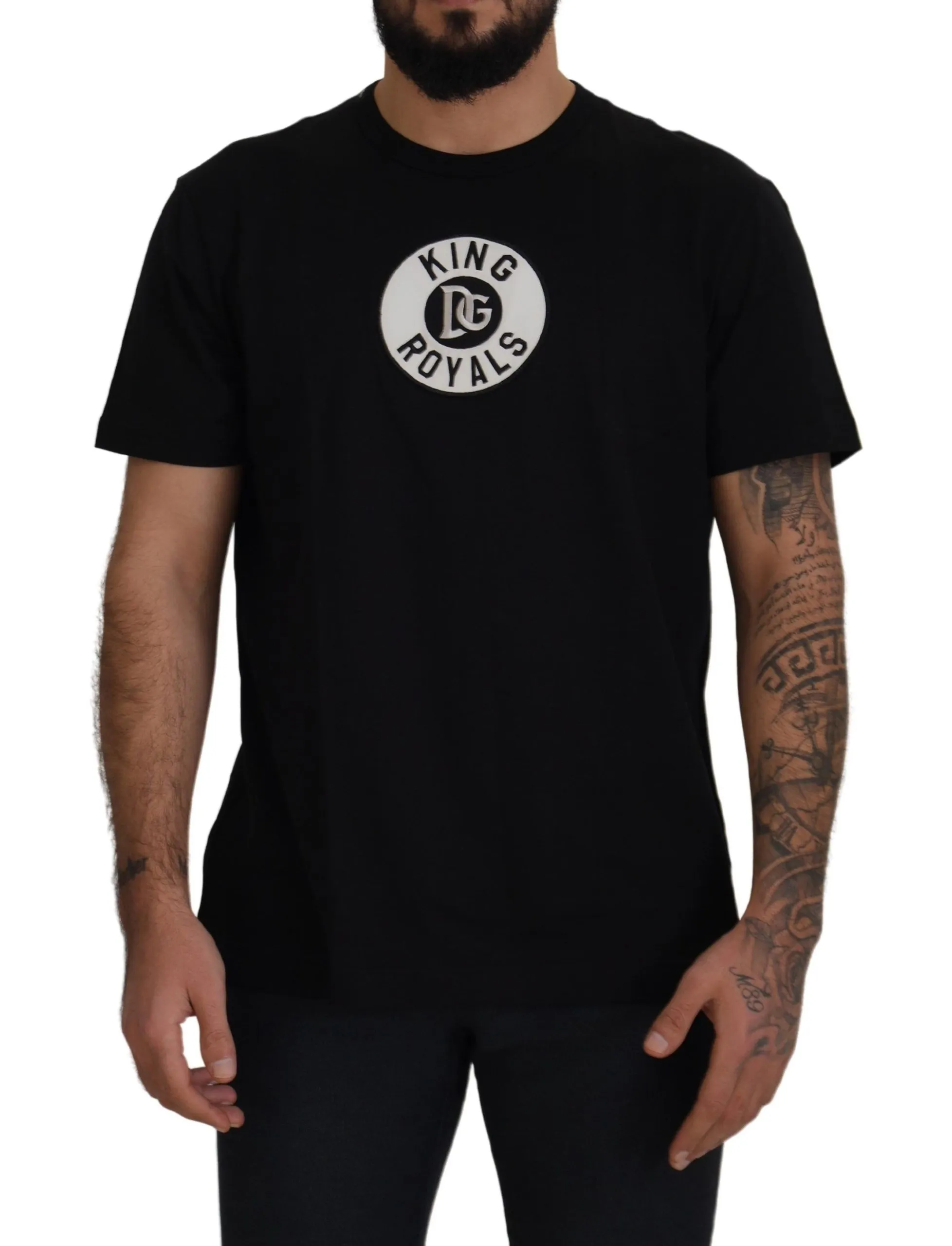 Dolce & Gabbana Men's Elegant Black Cotton T-Shirt with Signature Logo