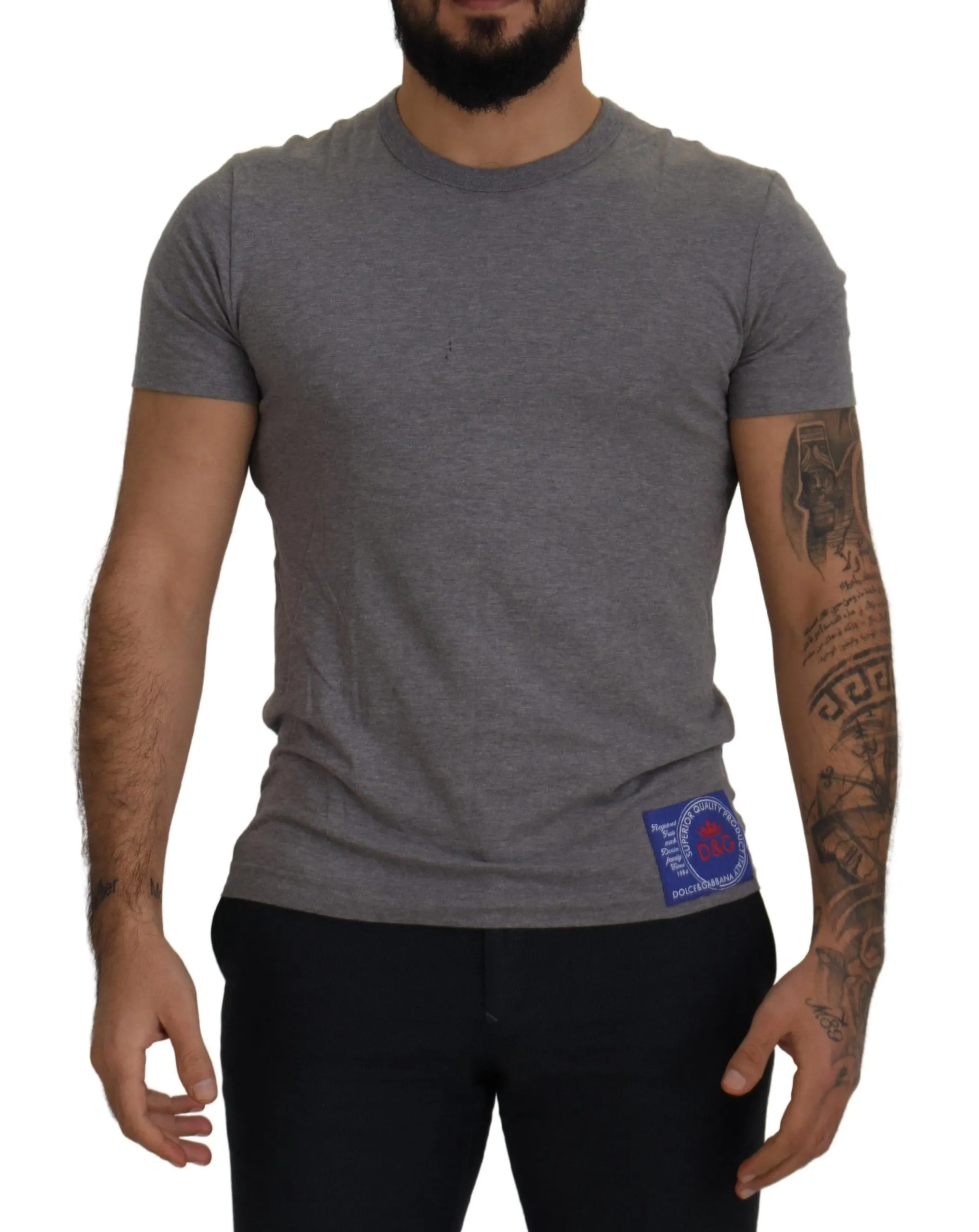 Dolce & Gabbana Men's Classic Grey Crew Neck Cotton Tee