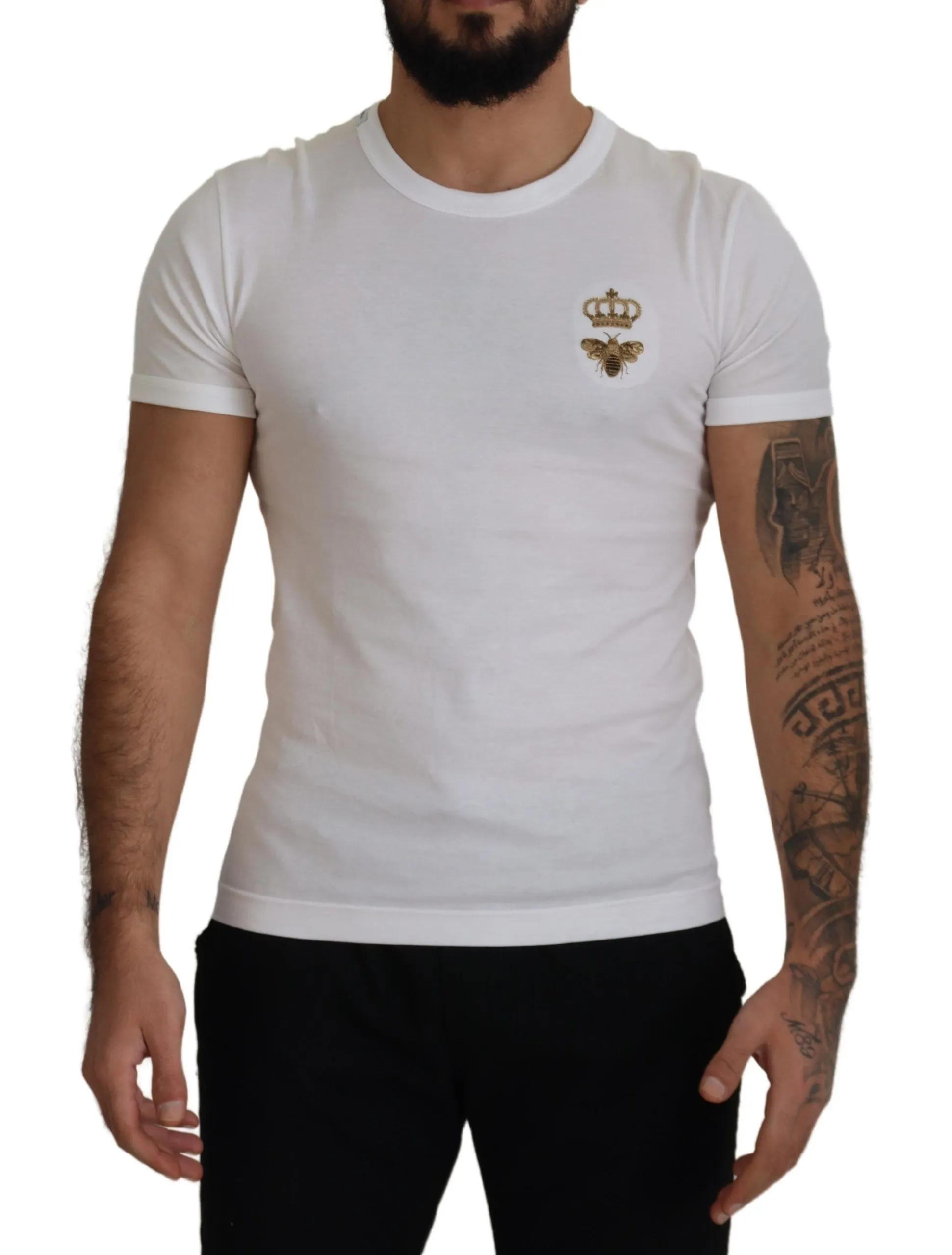 Dolce & Gabbana Men's Regal Bee Embroidered Cotton Tee