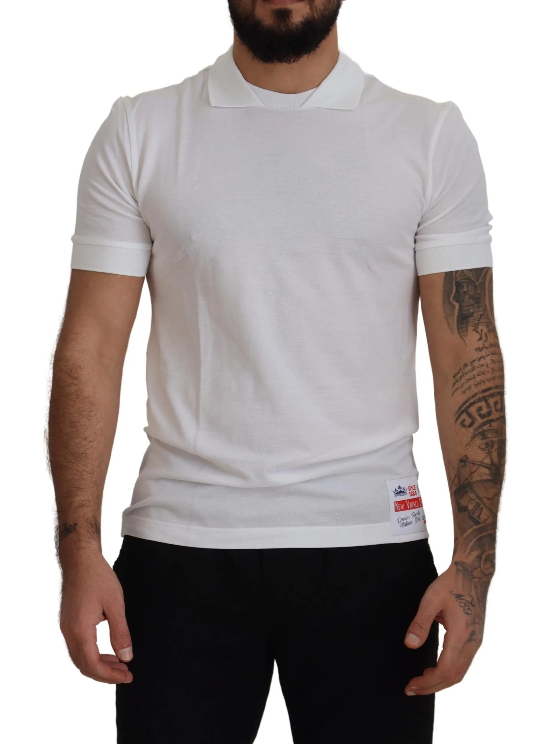 Dolce & Gabbana Men's Elegant White Cotton Polo T-Shirt