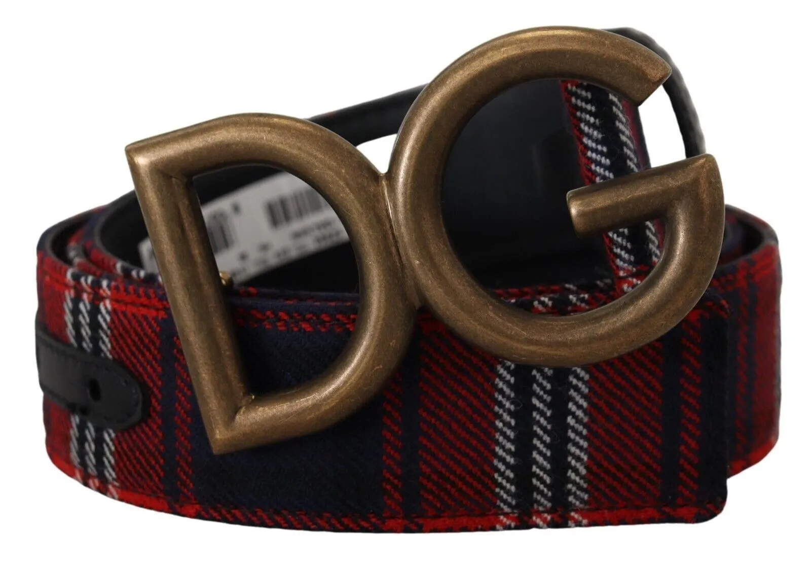 Dolce & Gabbana Men's Elegant Multicolor Tartan Belt with Logo Buckle