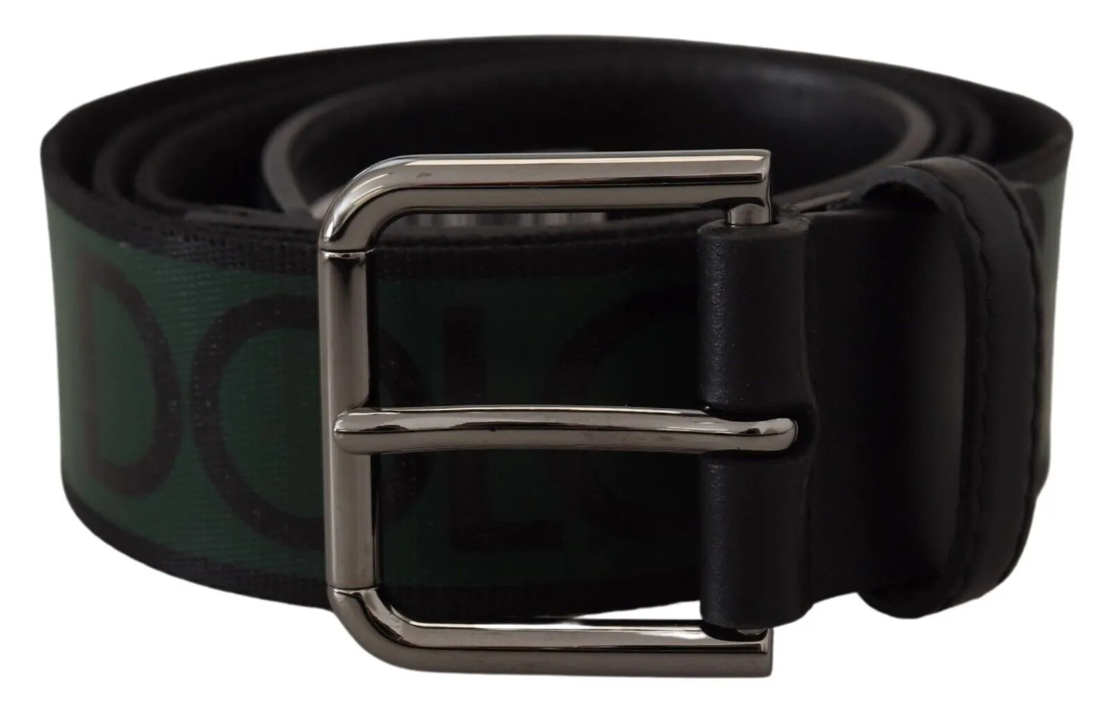 Dolce & Gabbana Men's Chic Black and Green Designer Belt with DG Logo