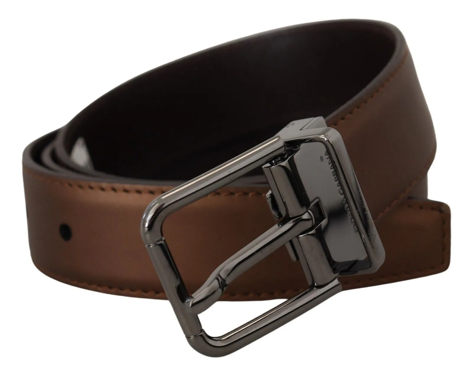 Dolce & Gabbana Men's Elegant Bronze Leather Belt