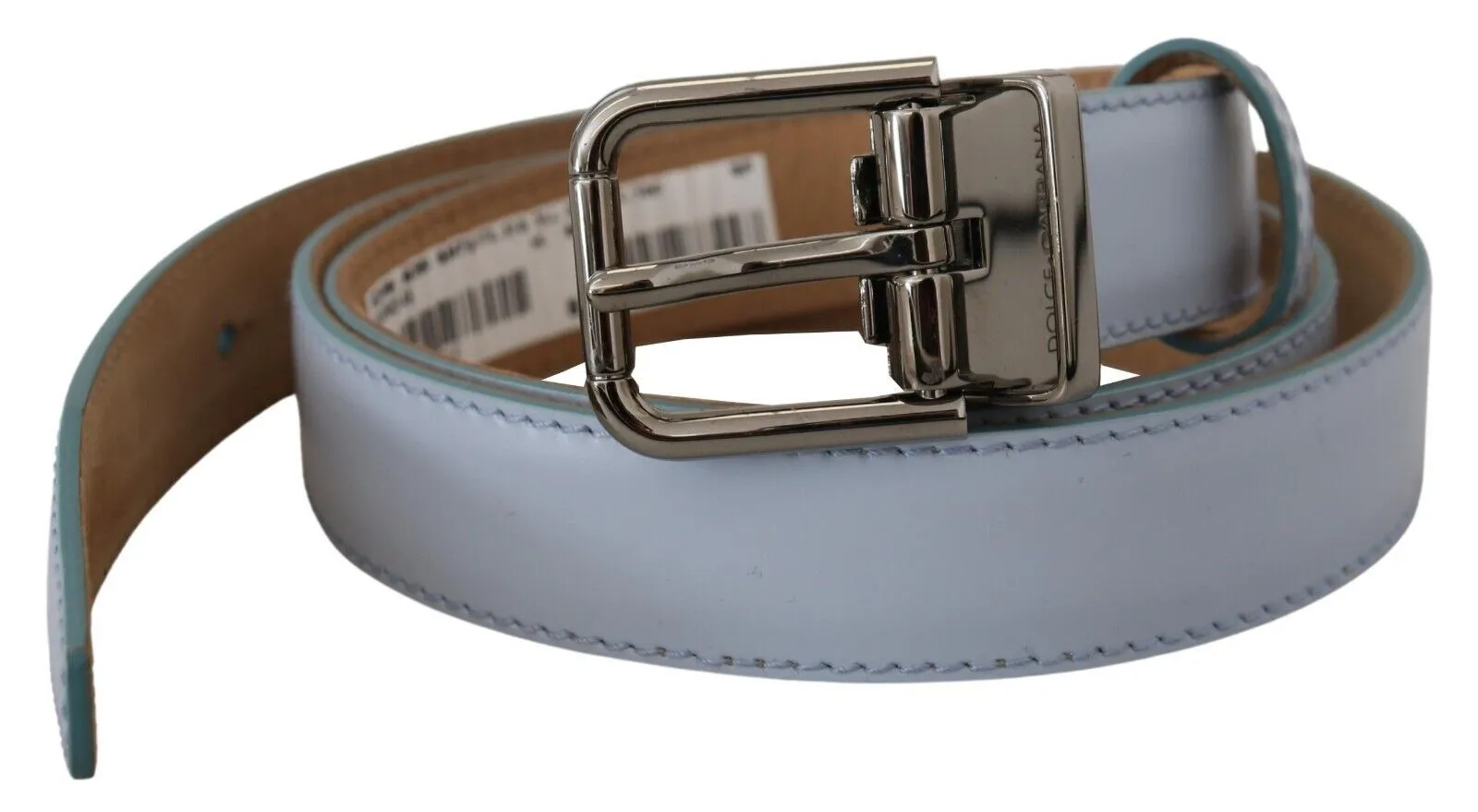 Dolce & Gabbana Men's Sleek Light Blue Leather Belt