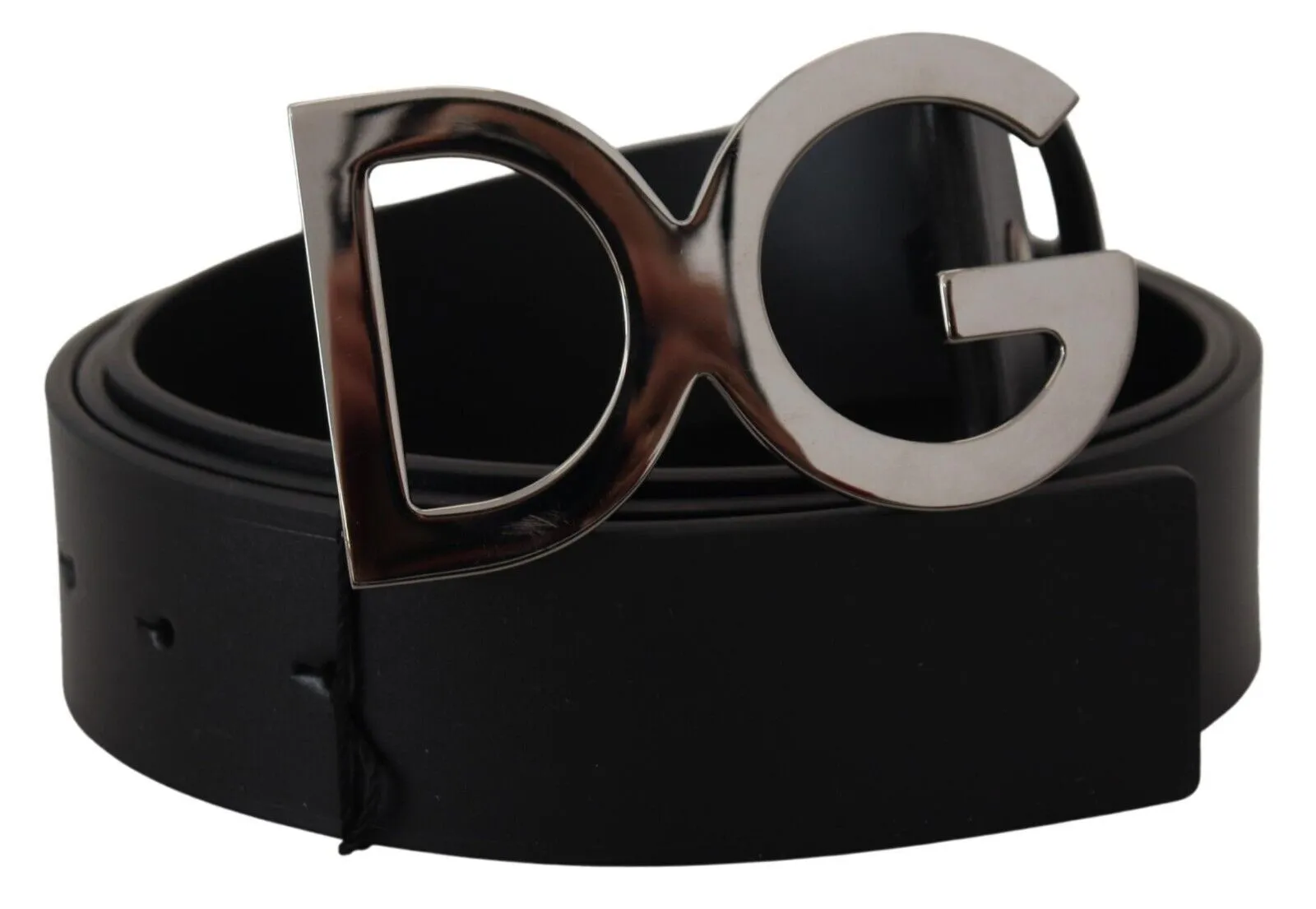 Dolce & Gabbana Men's Elegant Black Leather DG Logo Belt