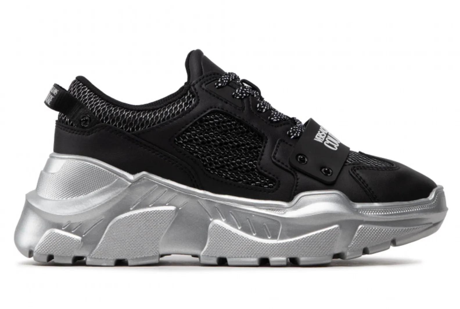 Versace Jeans Men's Elegant Leather Sneakers with Unique Net Design