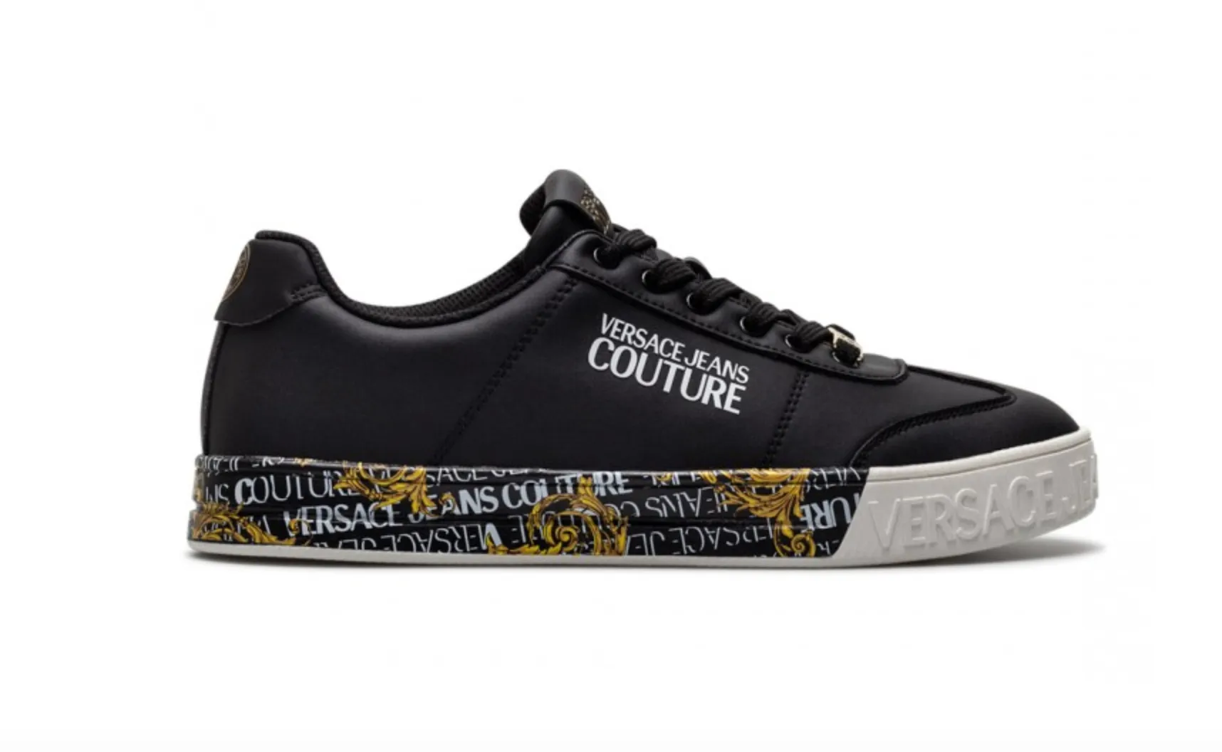 Versace Jeans Men's Opulent Leather Sneakers with Signature Accents