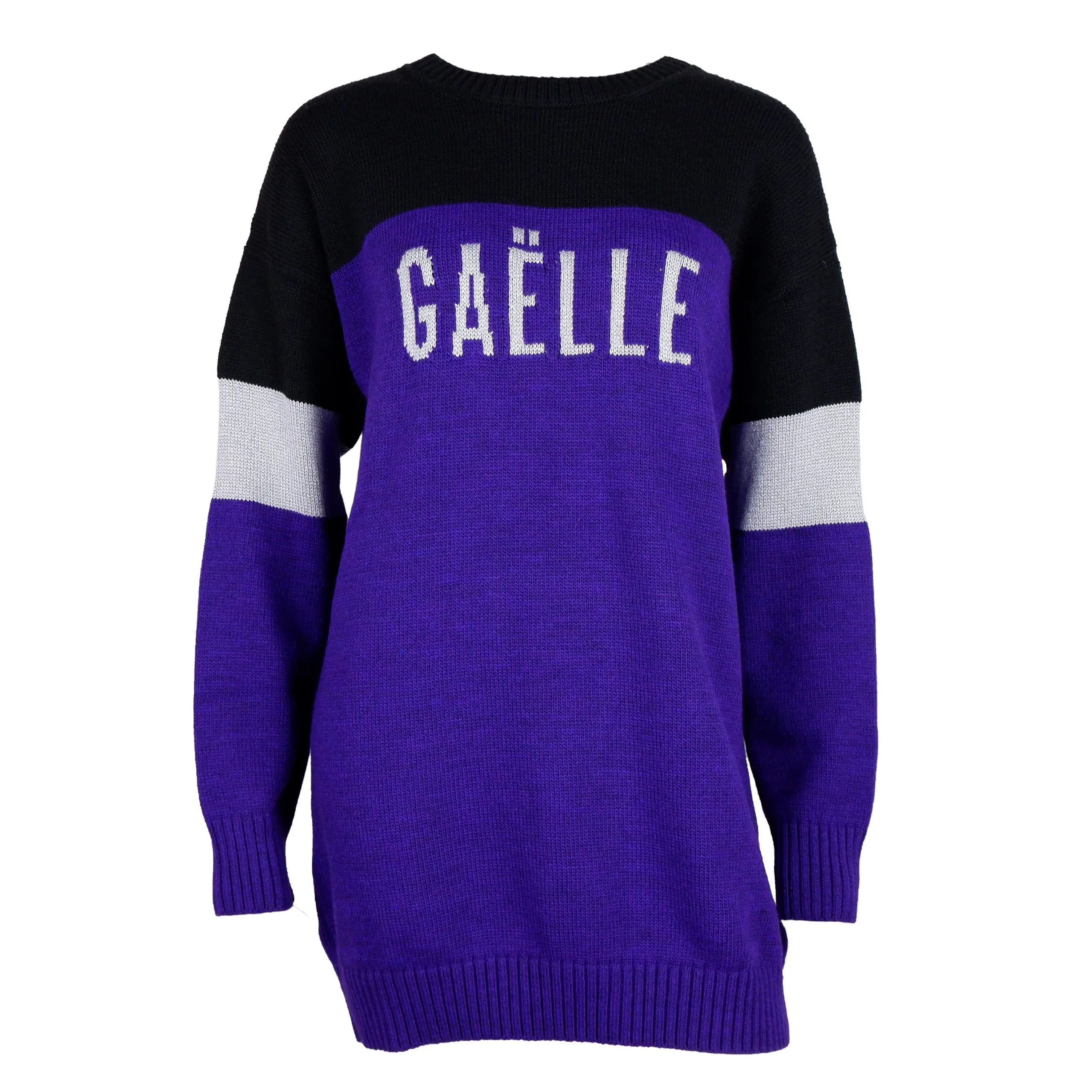 Gaelle Women's Elegant Purple Knit Dress with Chest Logo