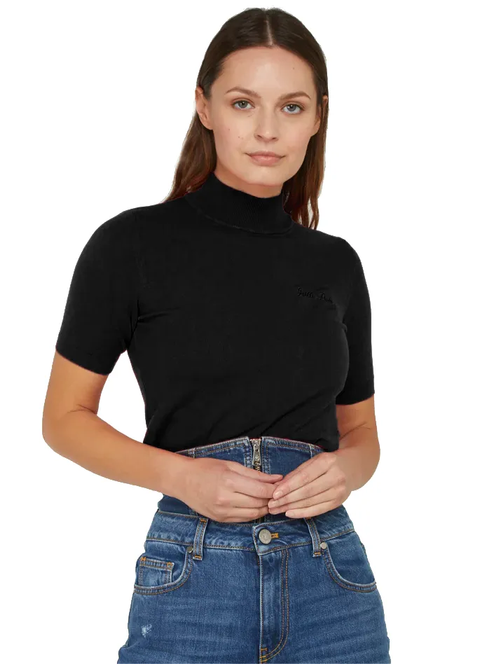 Gaelle Women's Elegant Turtleneck Sweater with Embroidered Logo