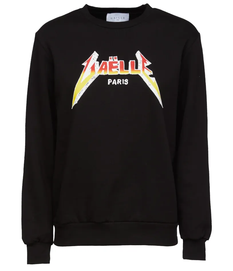 Gaelle Women's Metal Band Logo Cotton Crewneck Sweatshirt