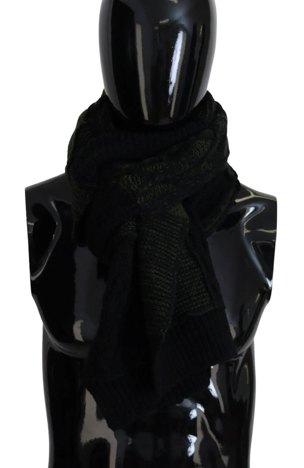 Dolce & Gabbana Men's Elegant Wool Scarf in Black & Green