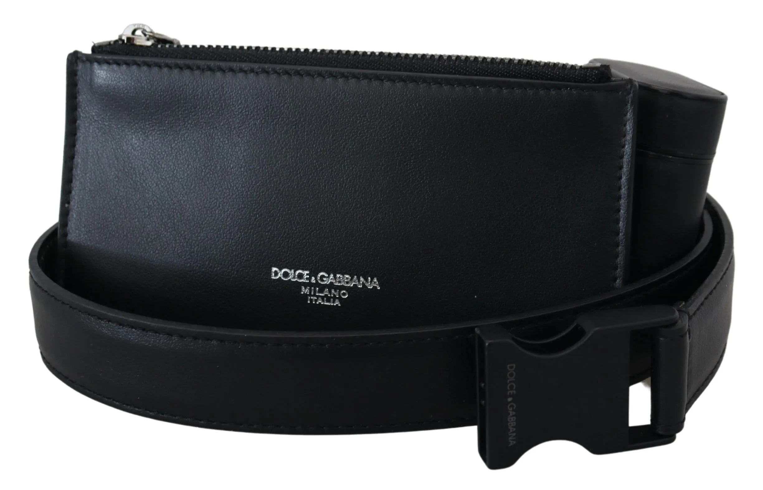 Dolce & Gabbana Men's Elegant Leather Belt with Airpod Case & Coin Purse