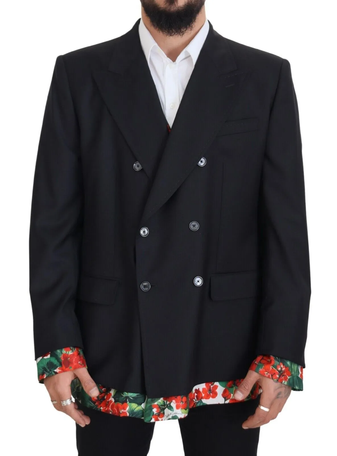Dolce & Gabbana Men's Elegant Double Breasted Wool Silk Blazer