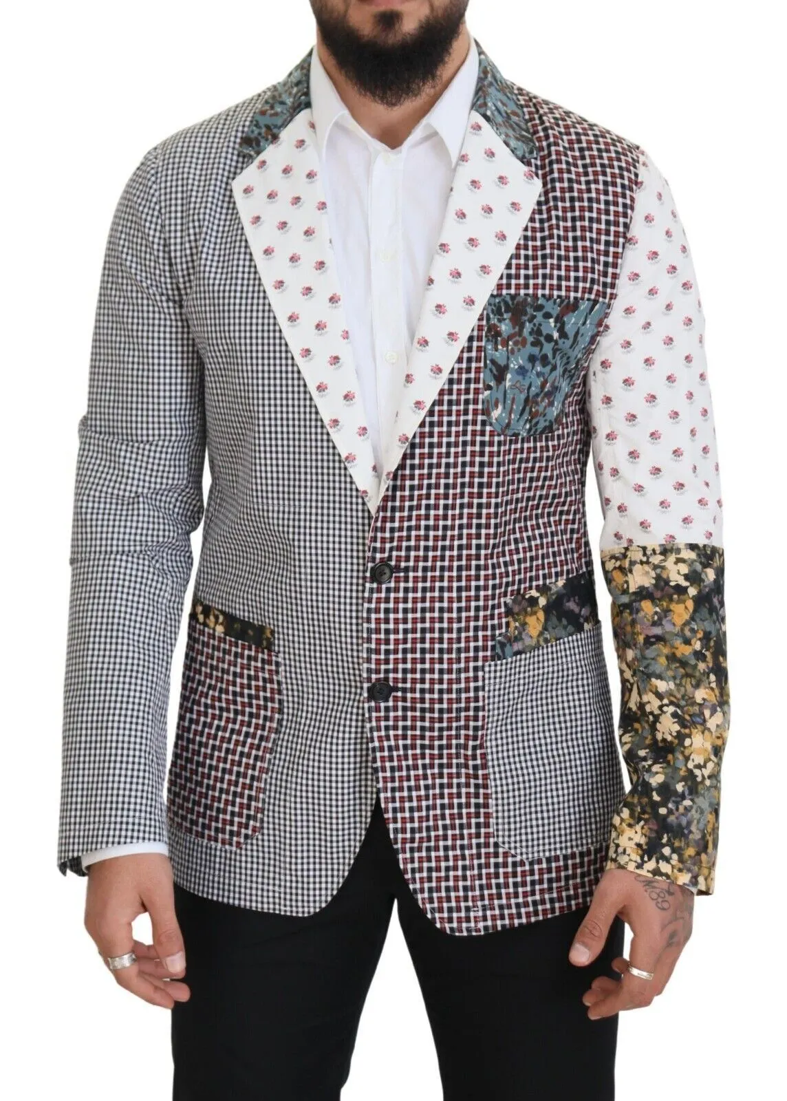 Dolce & Gabbana Men's Multicolor Cotton Slim Fit Blazer