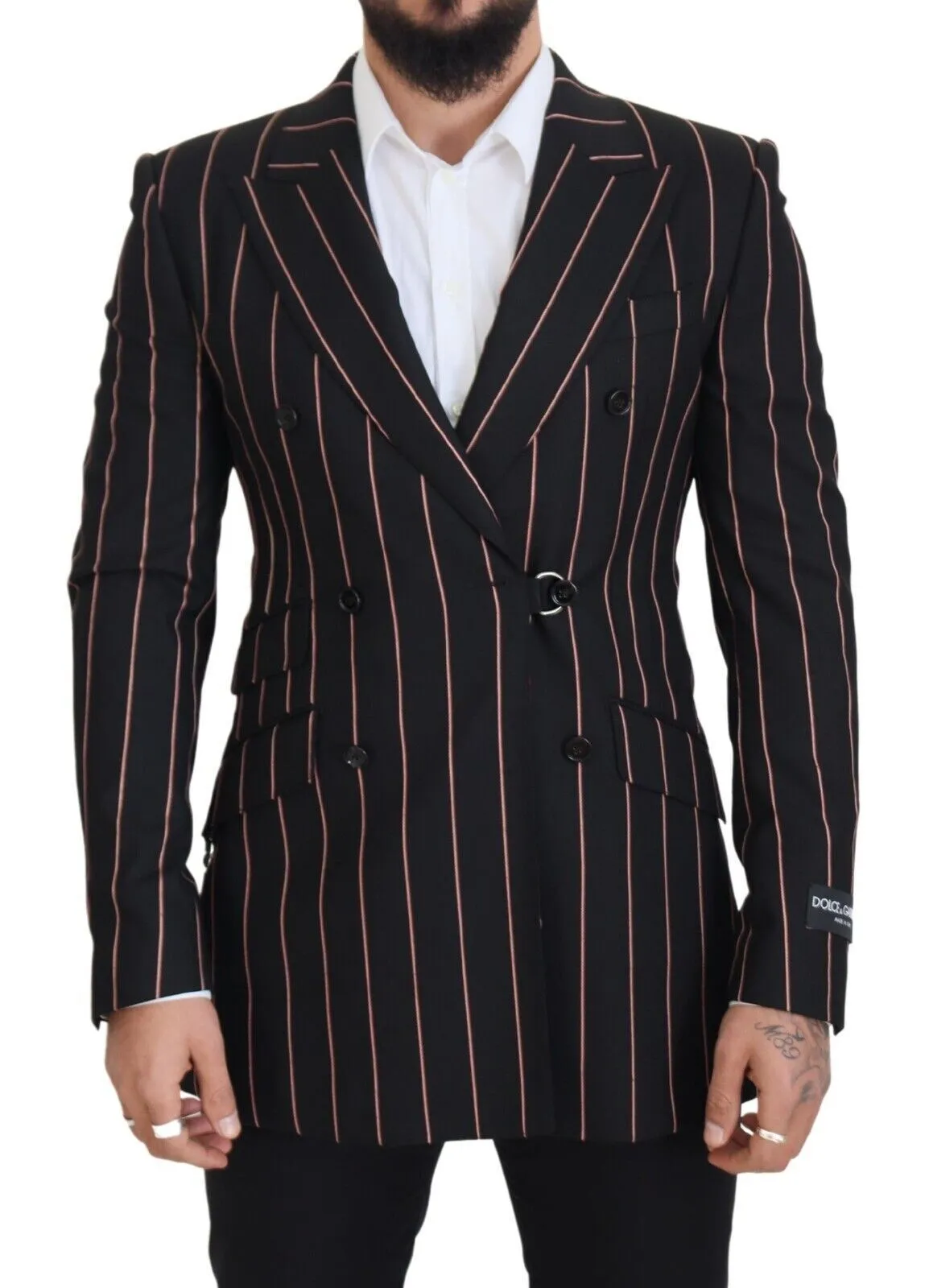 Dolce & Gabbana Men's Elegant Slim Fit Double-Breasted Black Blazer