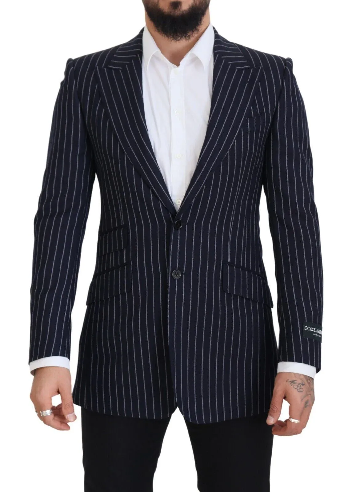Dolce & Gabbana Men's Elegant Navy Slim Fit Wool Blazer