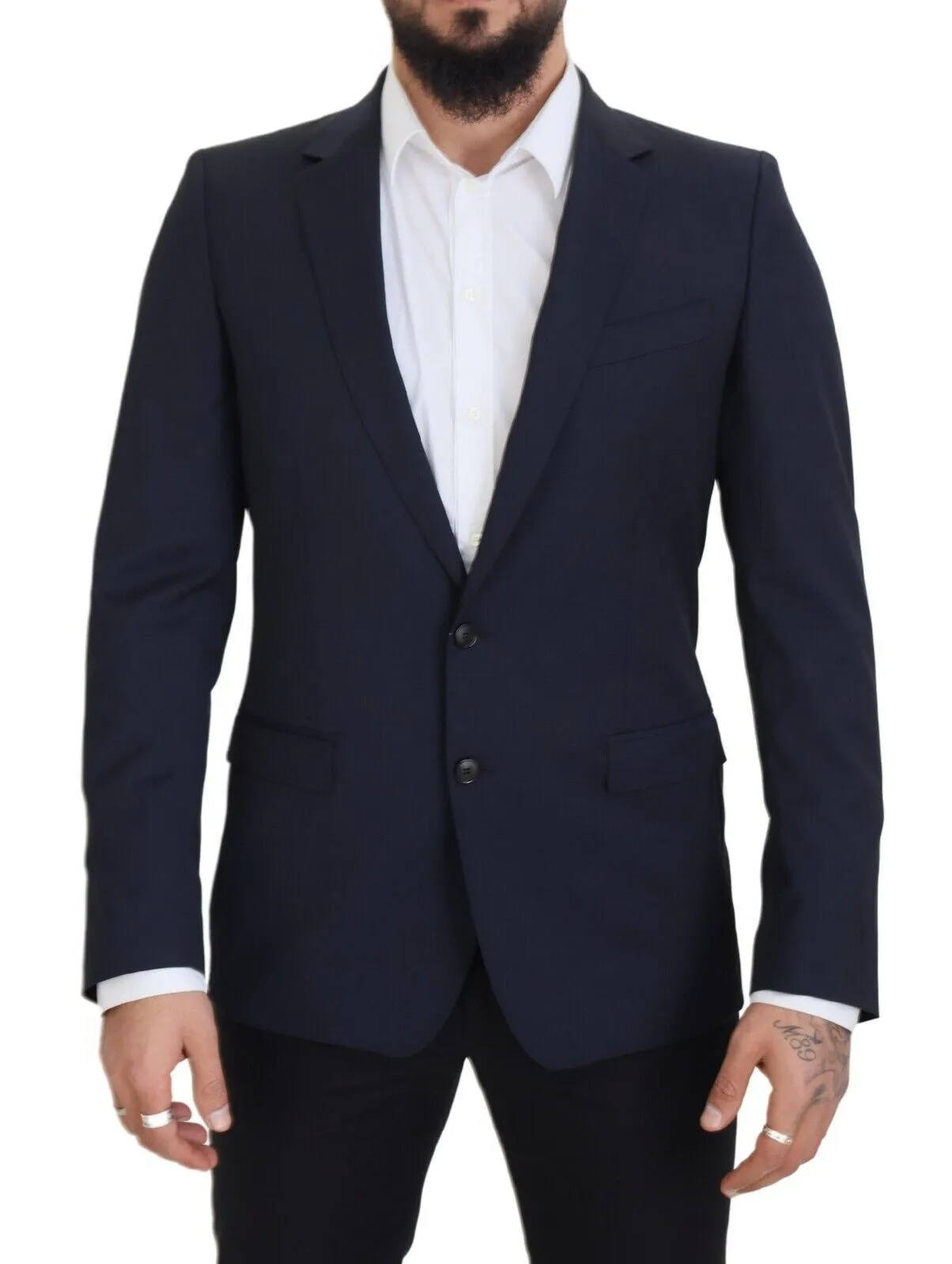 Dolce & Gabbana Men's Elegant Dark Blue Slim Fit Wool Blazer
