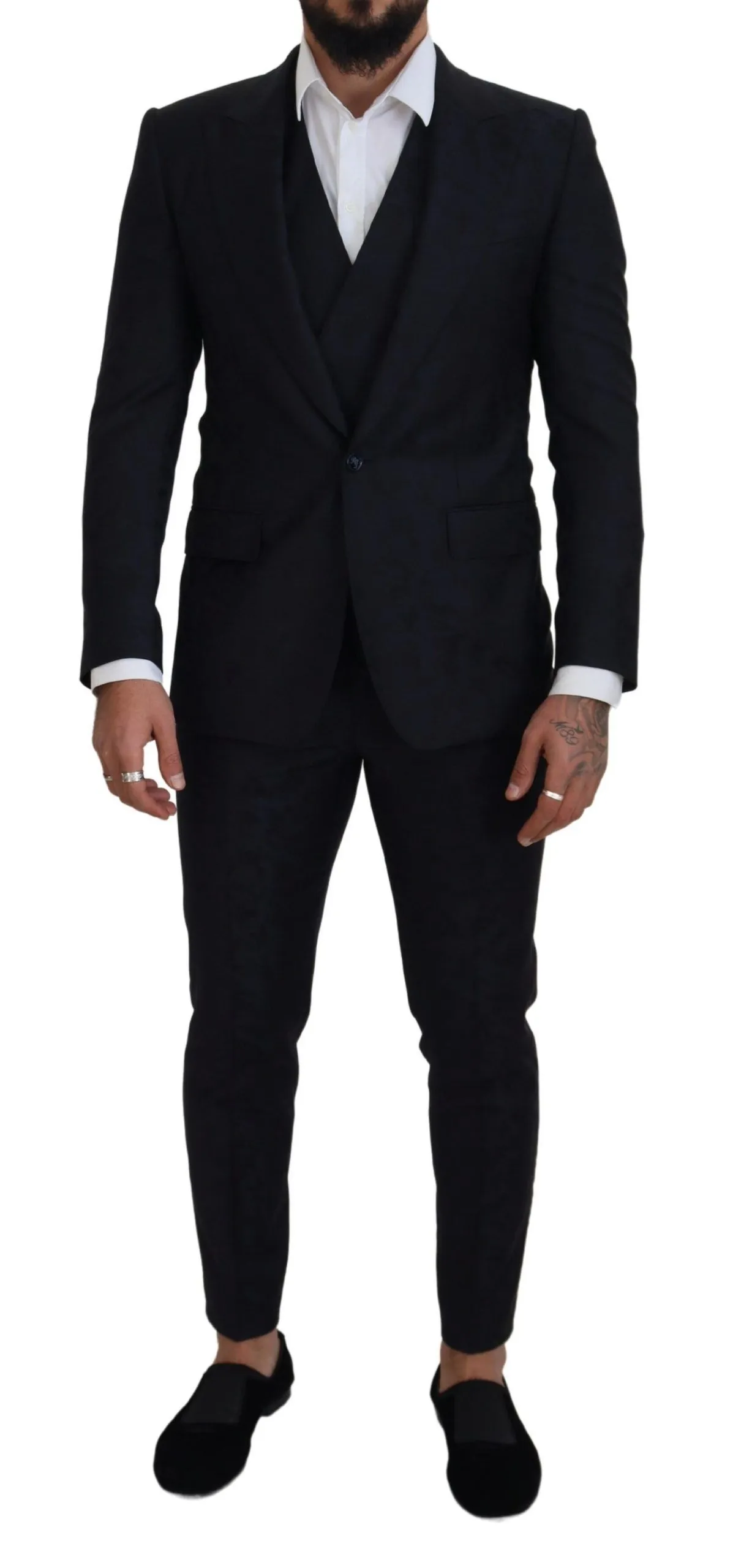 Dolce & Gabbana Men's Elegant Slim Fit Three Piece Wool Suit
