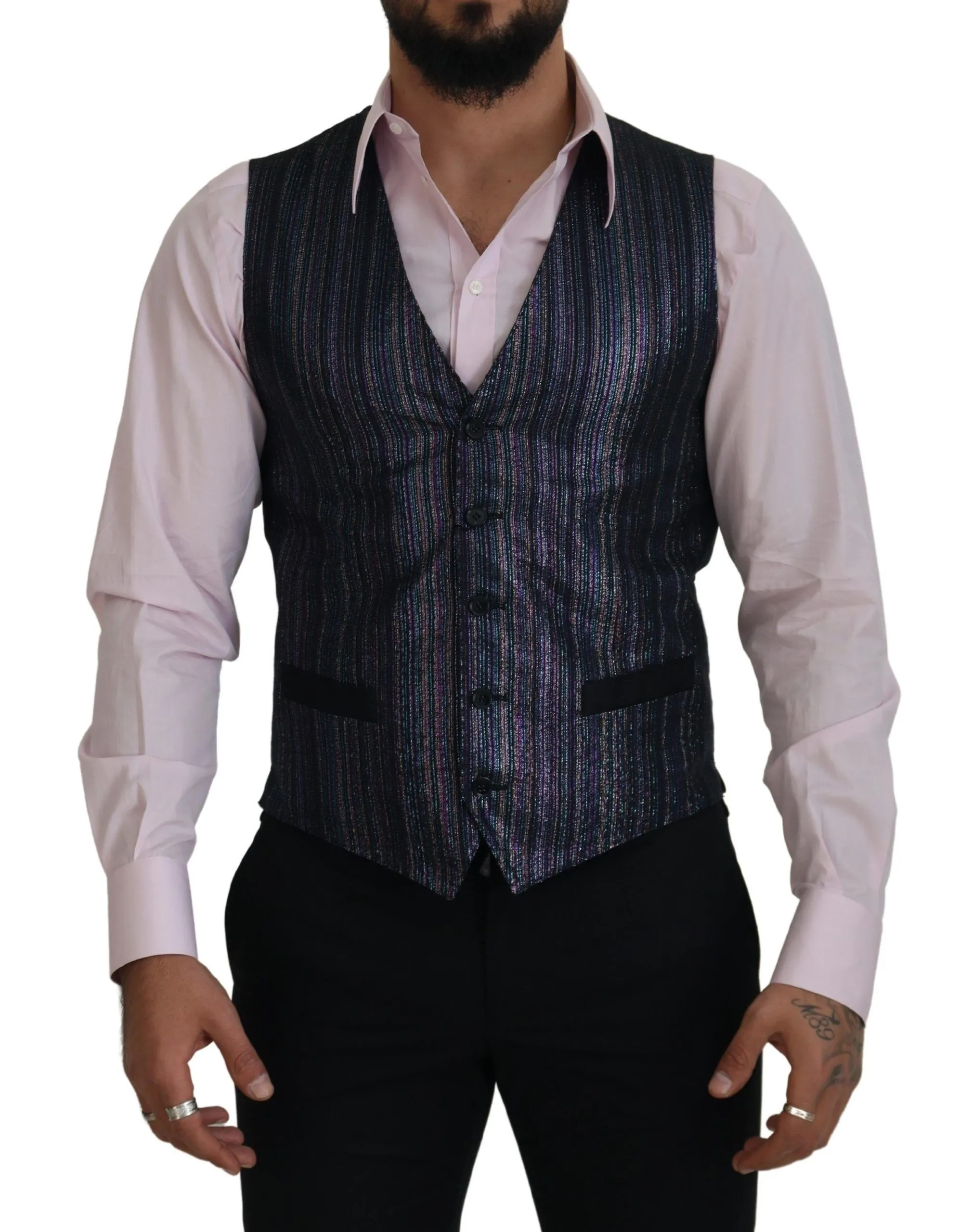 Dolce & Gabbana Men's Multicolor Formal Dress Vest Luxury Blend