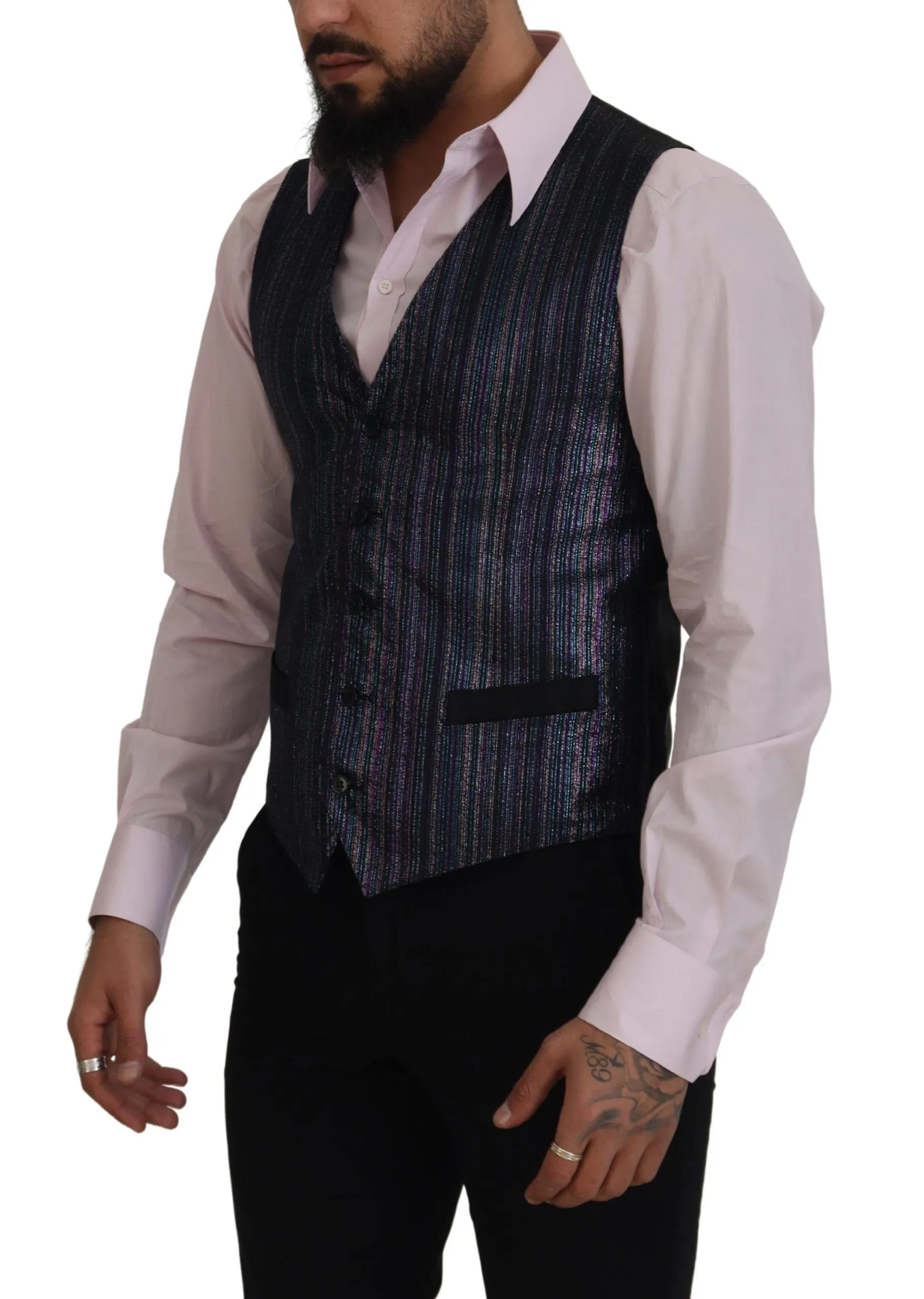 Dolce & Gabbana Men's Multicolor Formal Dress Vest Luxury Blend