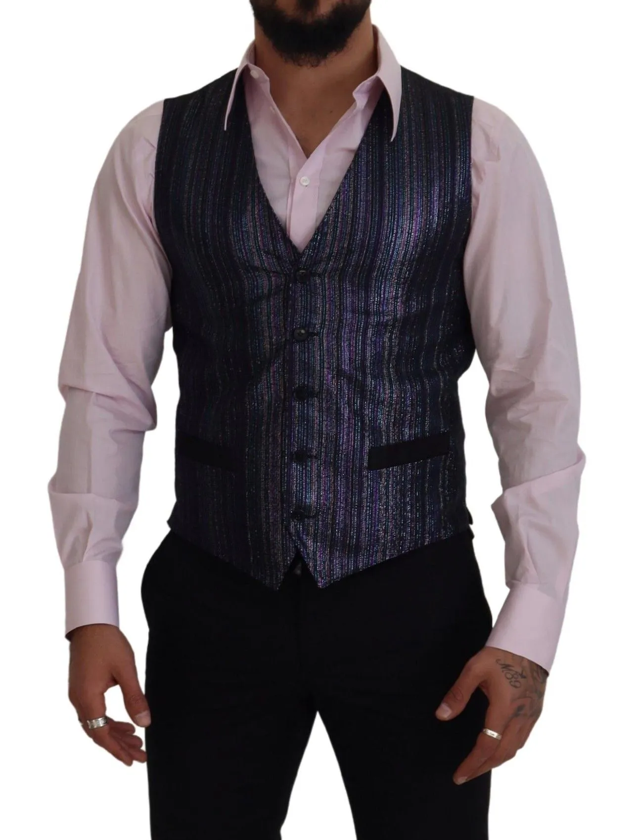 Dolce & Gabbana Men's Multicolor Formal Dress Vest Luxury Blend