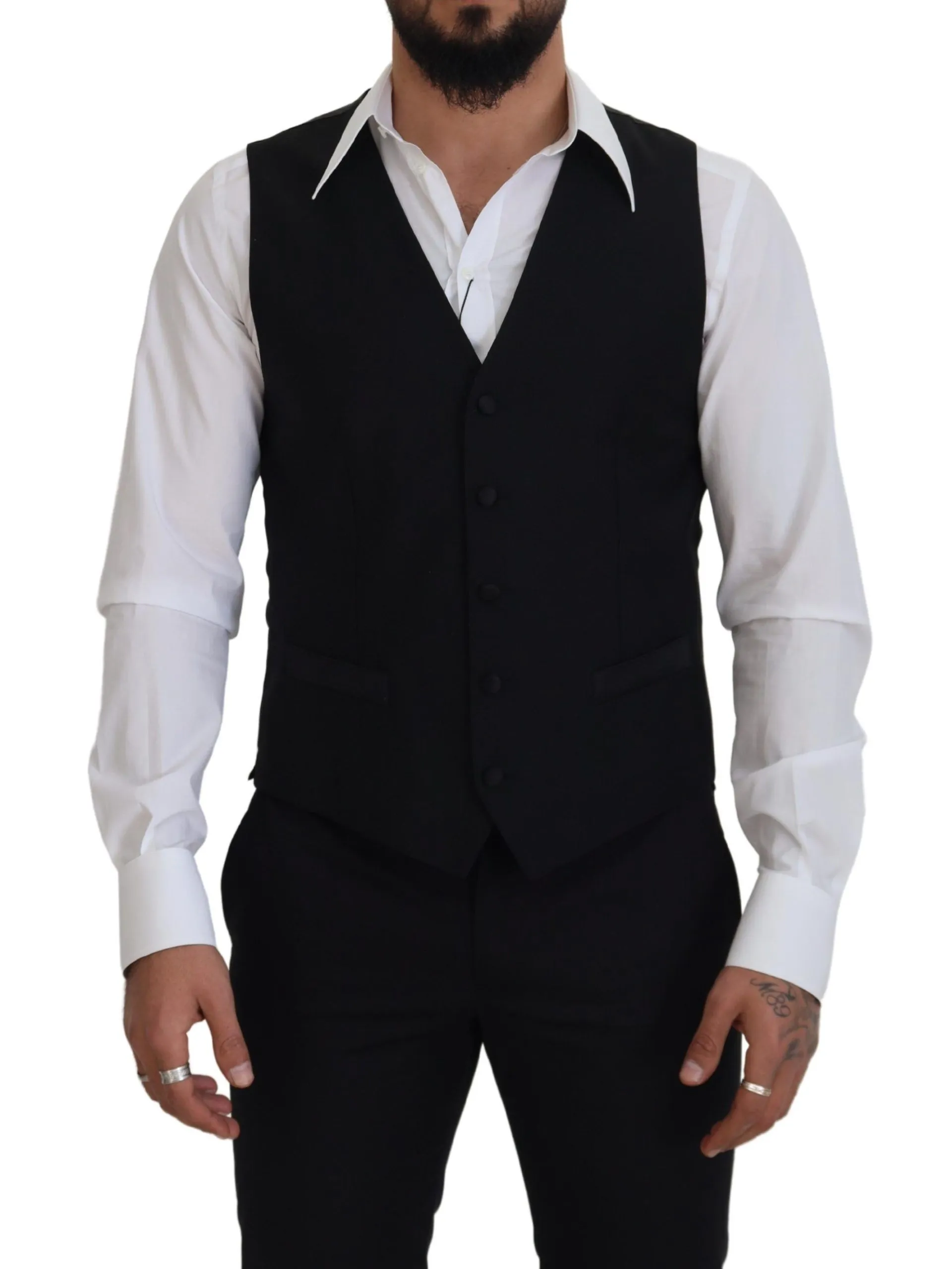 Dolce & Gabbana Men's Elegant Black Single-Breasted Dress Vest