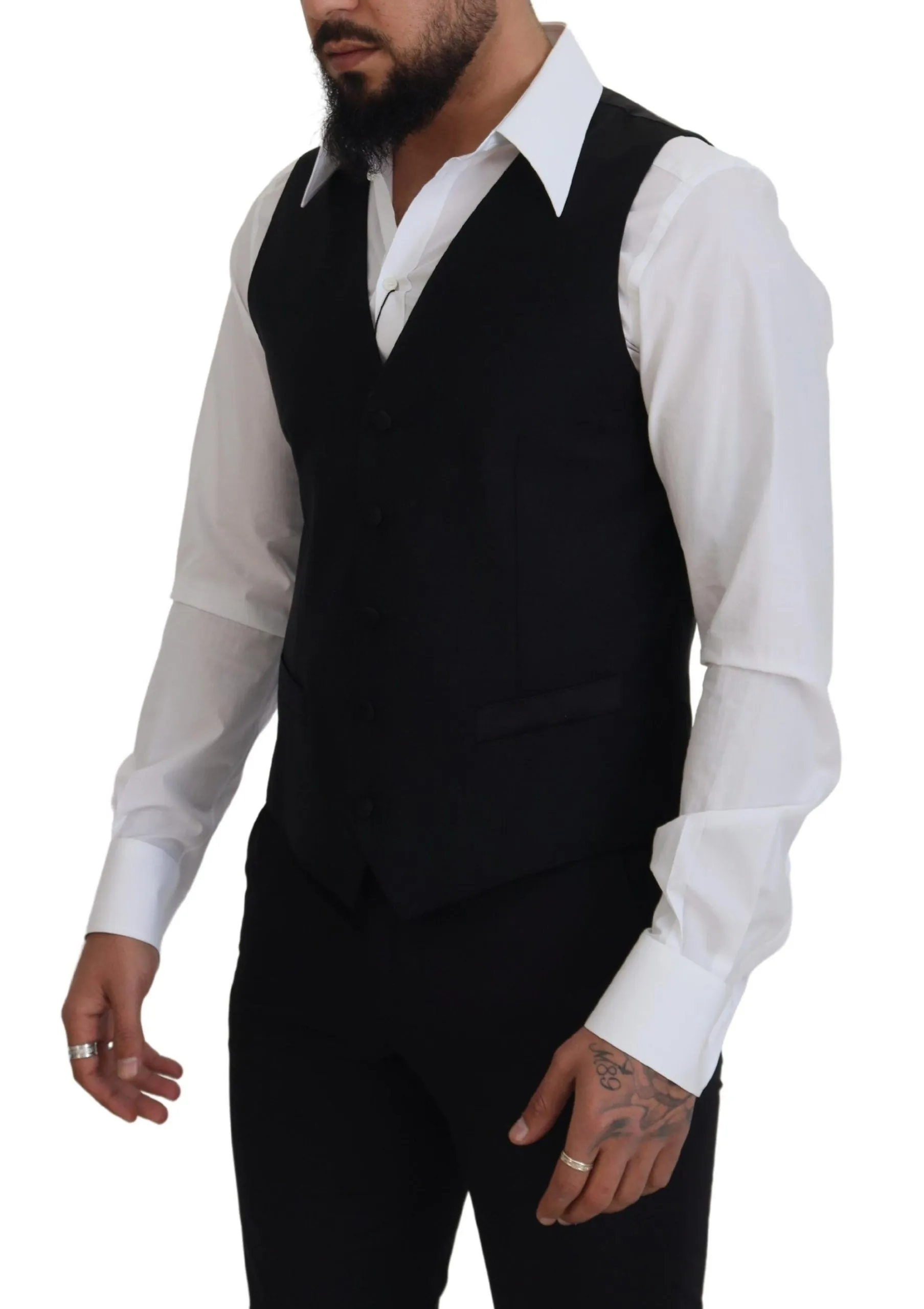 Dolce & Gabbana Men's Elegant Black Single-Breasted Dress Vest