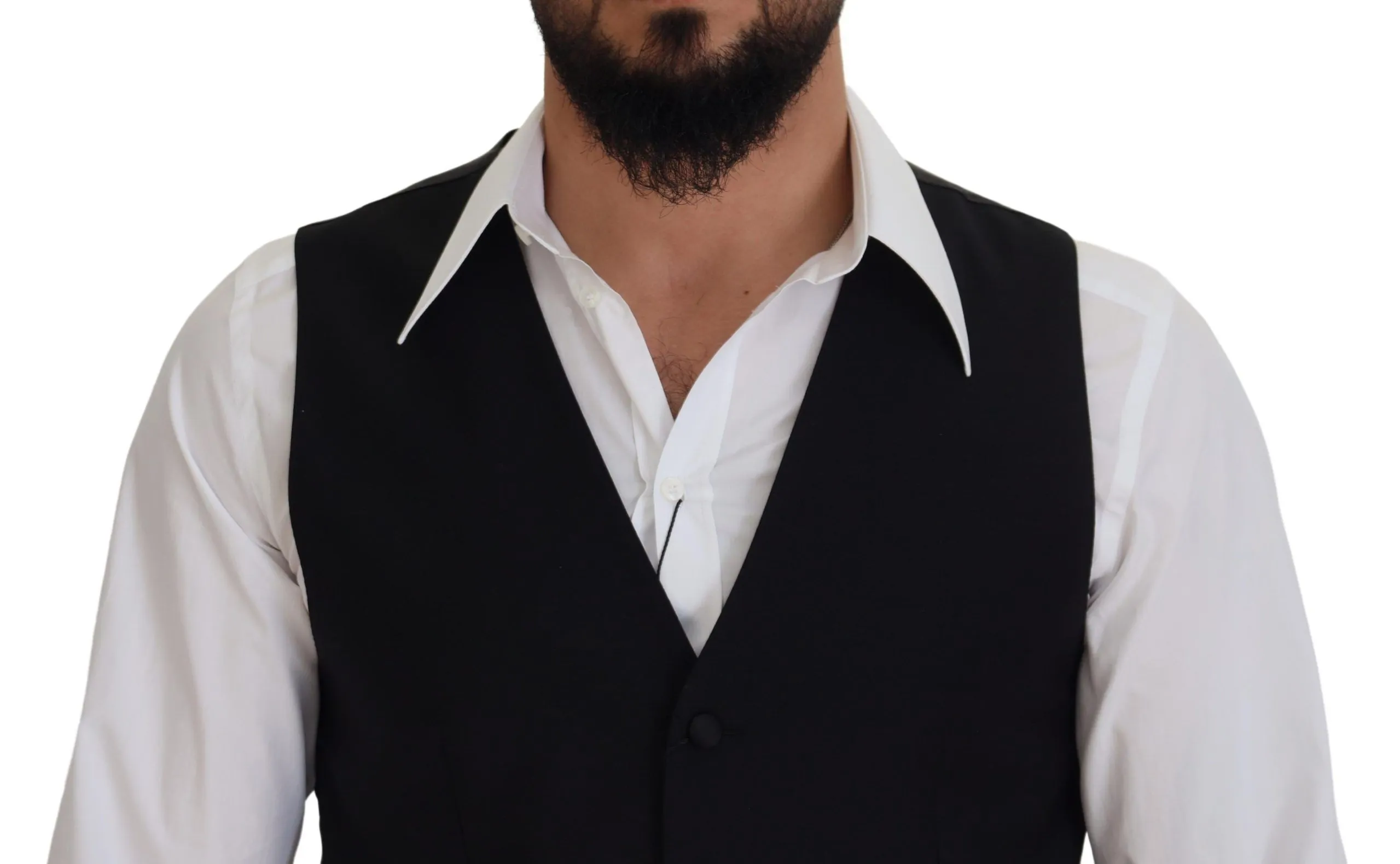 Dolce & Gabbana Men's Elegant Black Single-Breasted Dress Vest