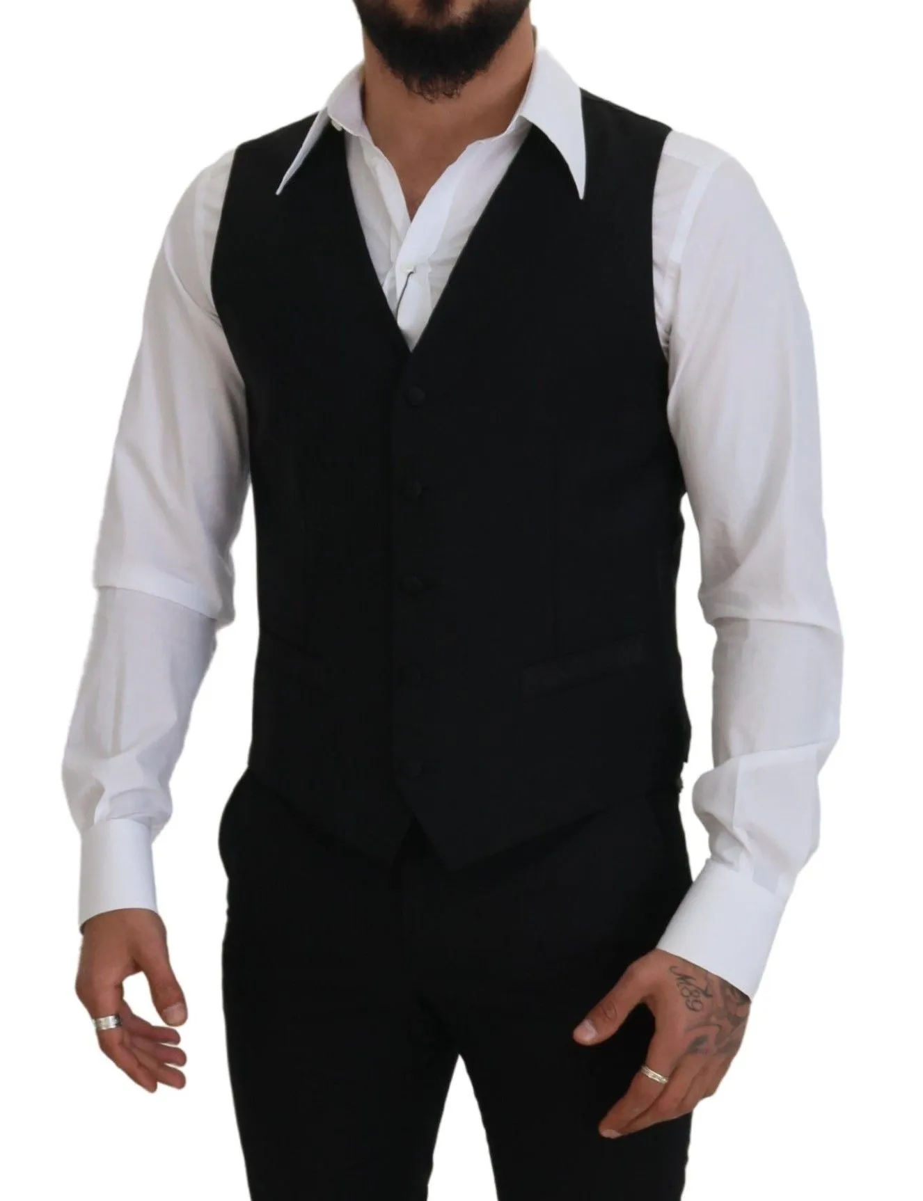 Dolce & Gabbana Men's Elegant Black Single-Breasted Dress Vest