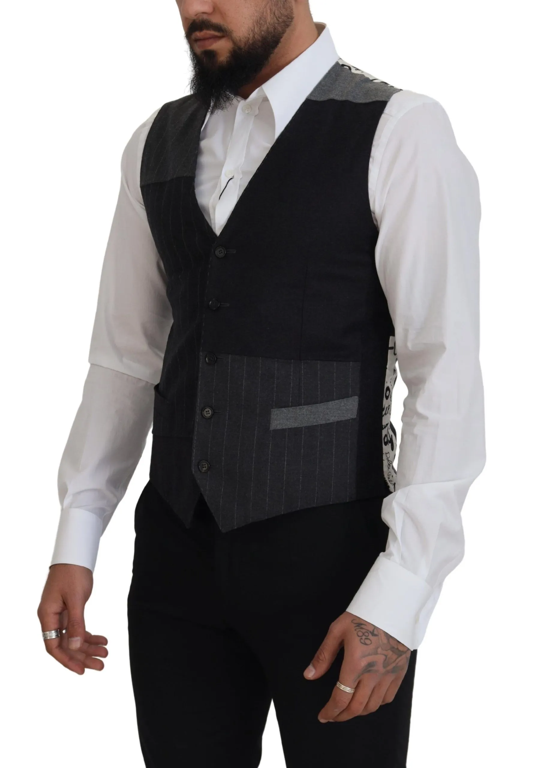 Dolce & Gabbana Men's Elegant Black Striped Formal Dress Vest