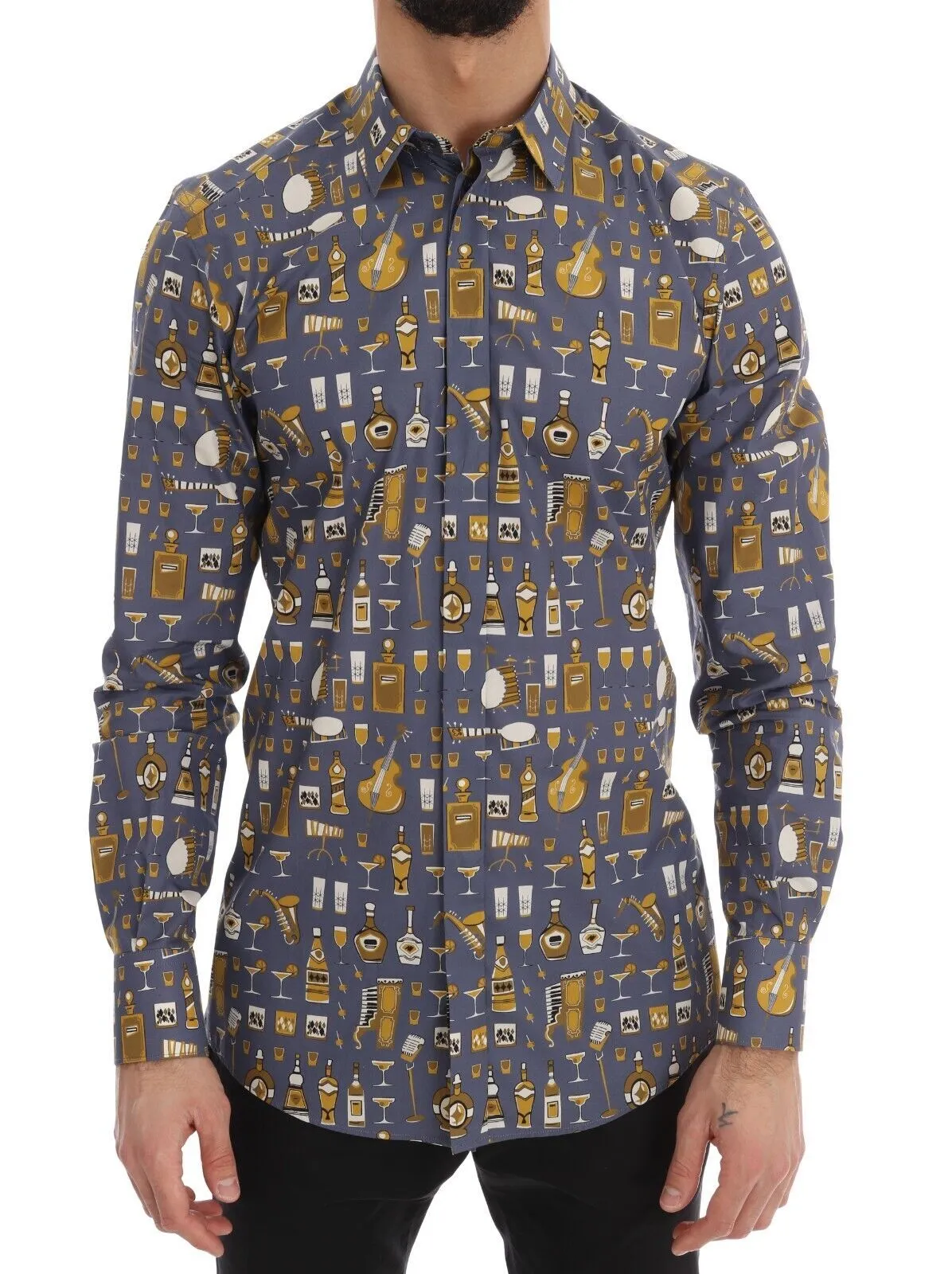 Dolce & Gabbana Men's Elegant Grey Cotton Casual Men's Shirt