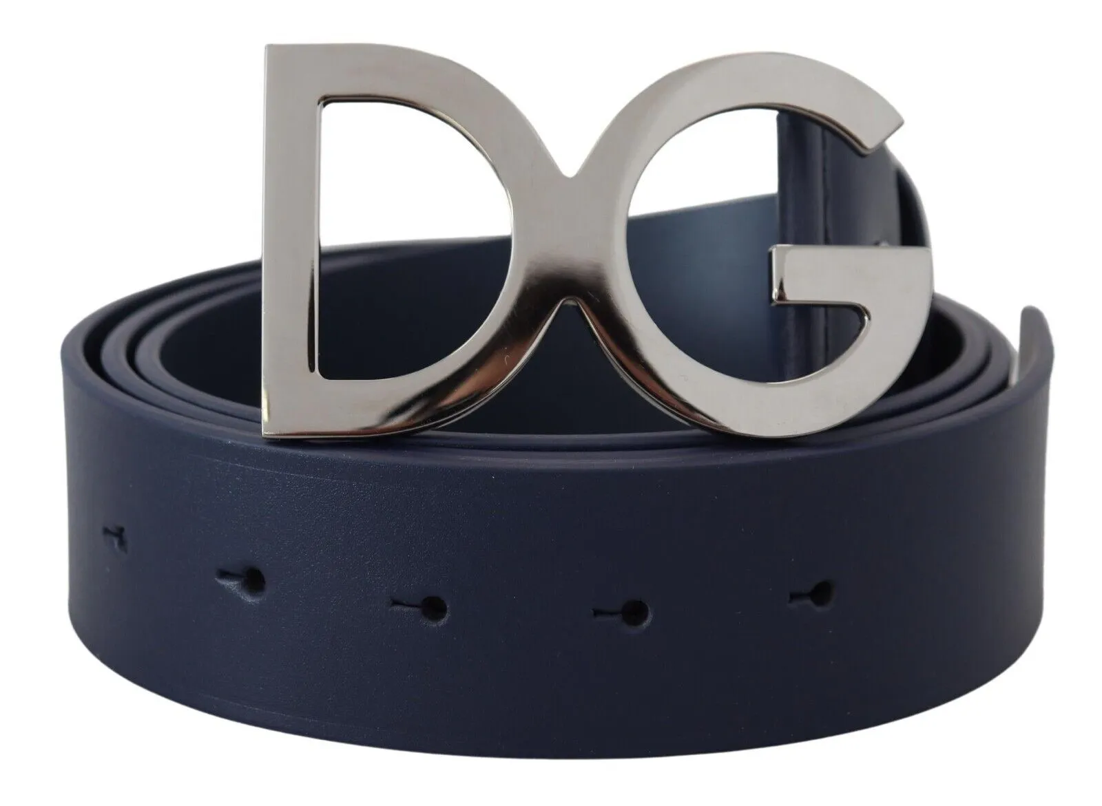 Dolce & Gabbana Men's Elegant Blue Leather Belt with DG Buckle