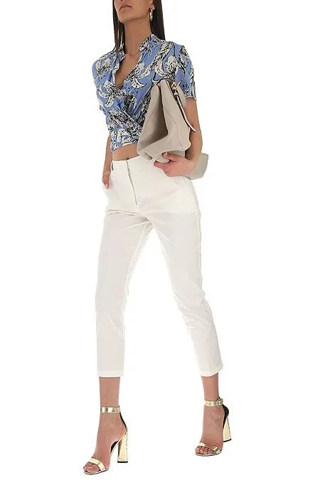 Liu Jo Women's Chic White Cigarette Pants with Side Pockets