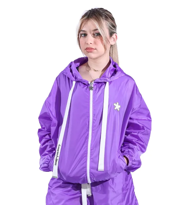 Comme Des Fuckdown Women's Chic Purple Nylon Rain Jacket with Hood