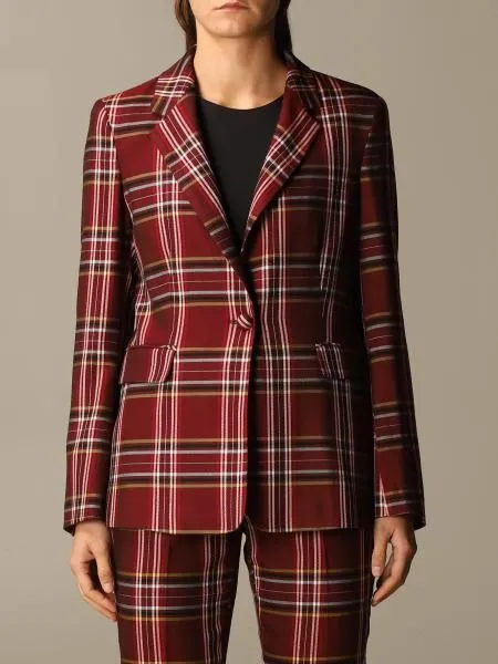 Liu Jo Women's Plaid Jewel Button Blazer - A Chic Red Statement