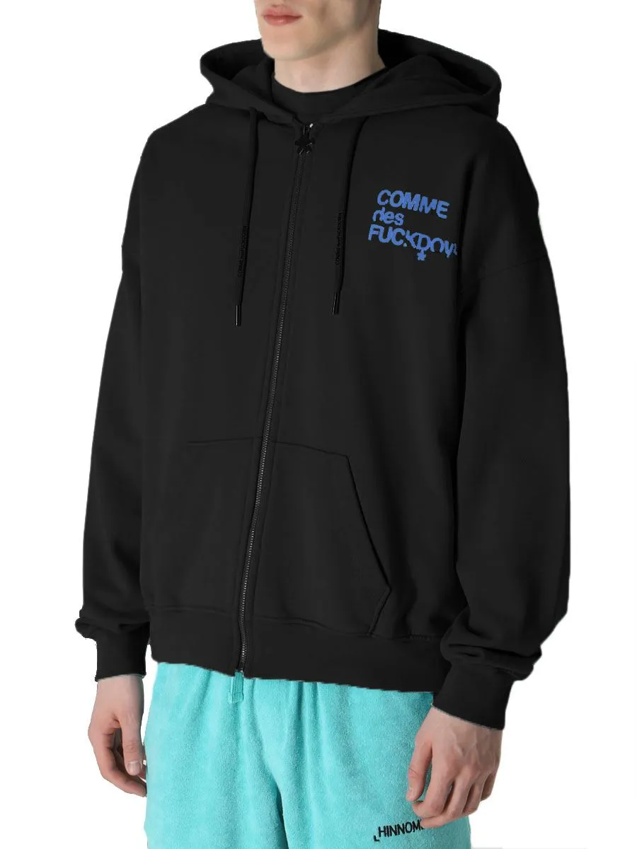 Comme Des Fuckdown Men's Sleek Cotton Hooded Sweatshirt with Logo Print