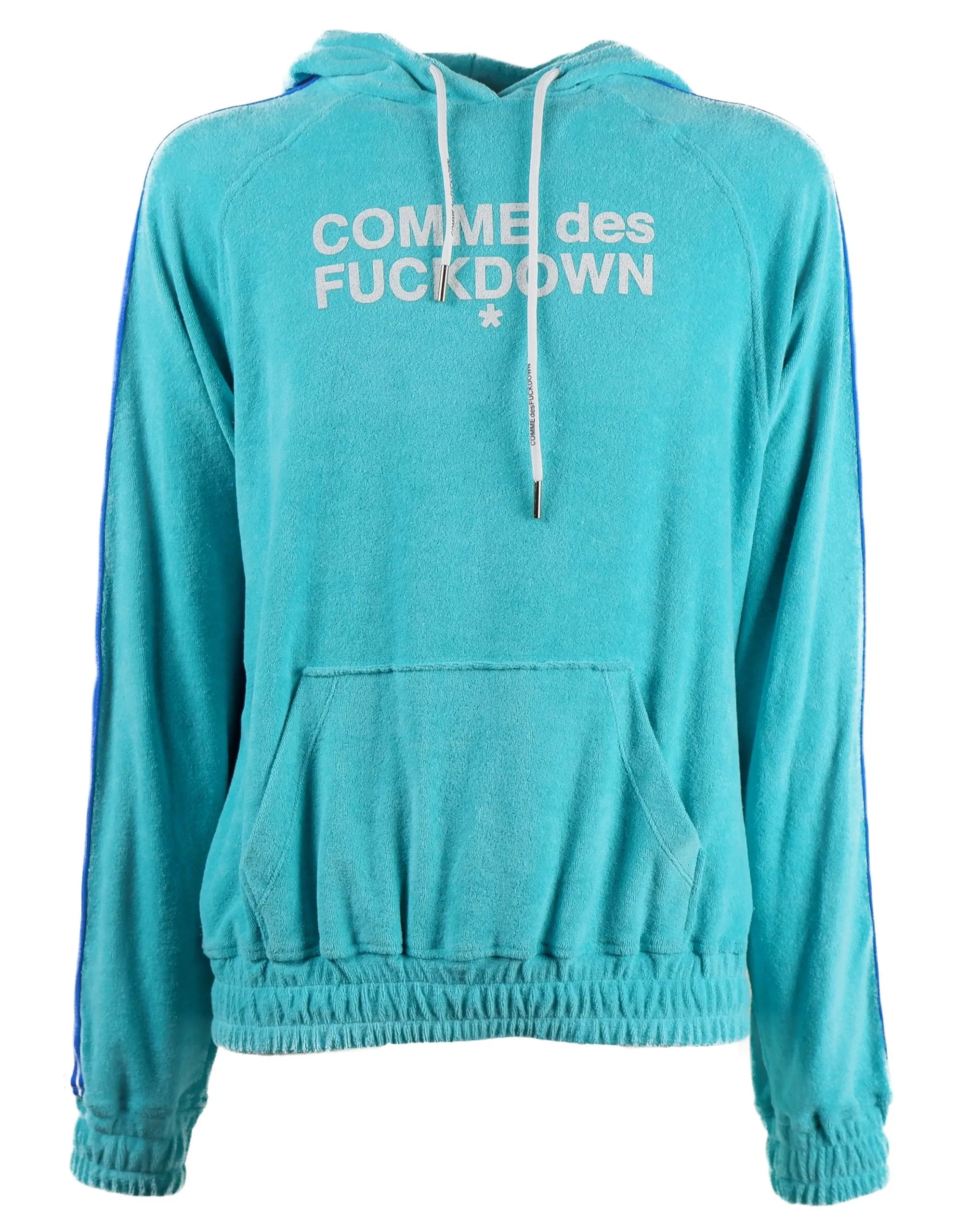 Comme Des Fuckdown Men's Light Blue Cotton Terry Hooded Sweatshirt