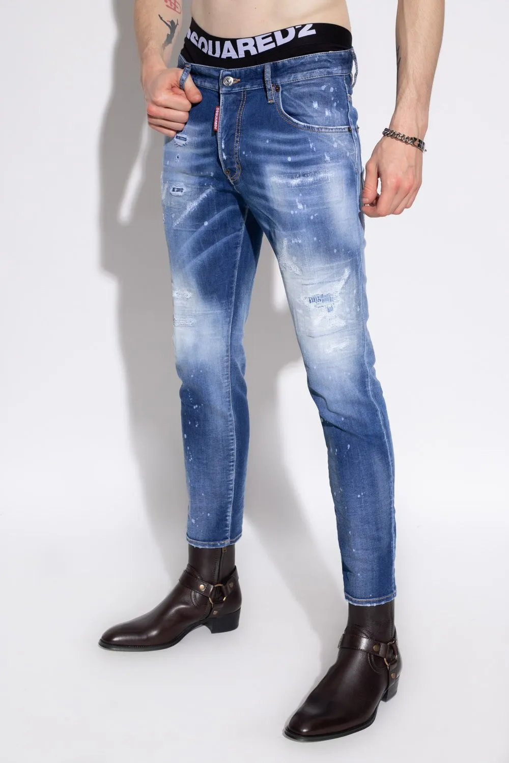 Dsquared² Men's Chic Distressed Skater Denim Splatter