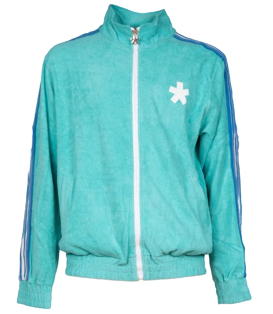 Comme Des Fuckdown Men's Chic Light Blue Zipper Jacket with Graphic Prints