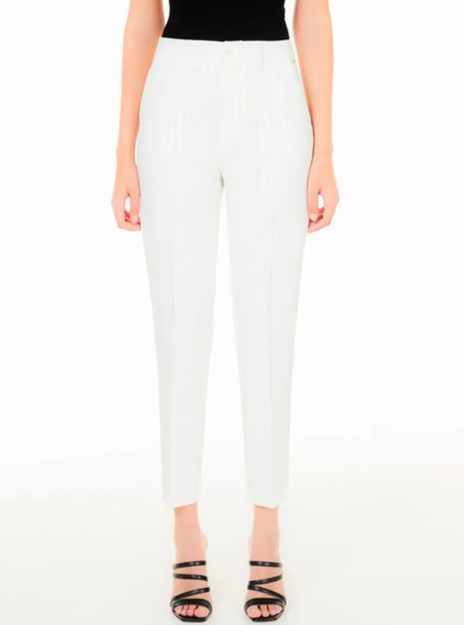 Liu Jo Women's Chic White Striped Pants with Golden Accents