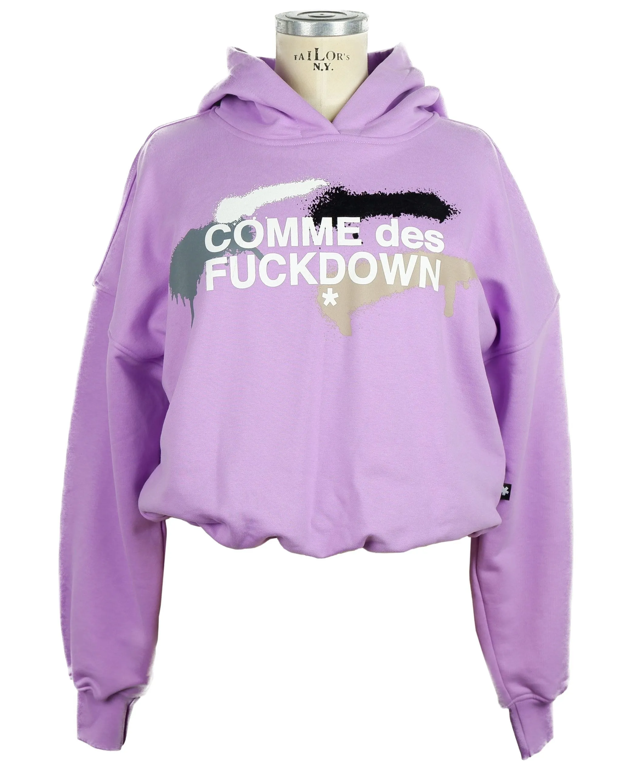 Comme Des Fuckdown Women's Chic Purple Hooded Sweatshirt with Logo Print