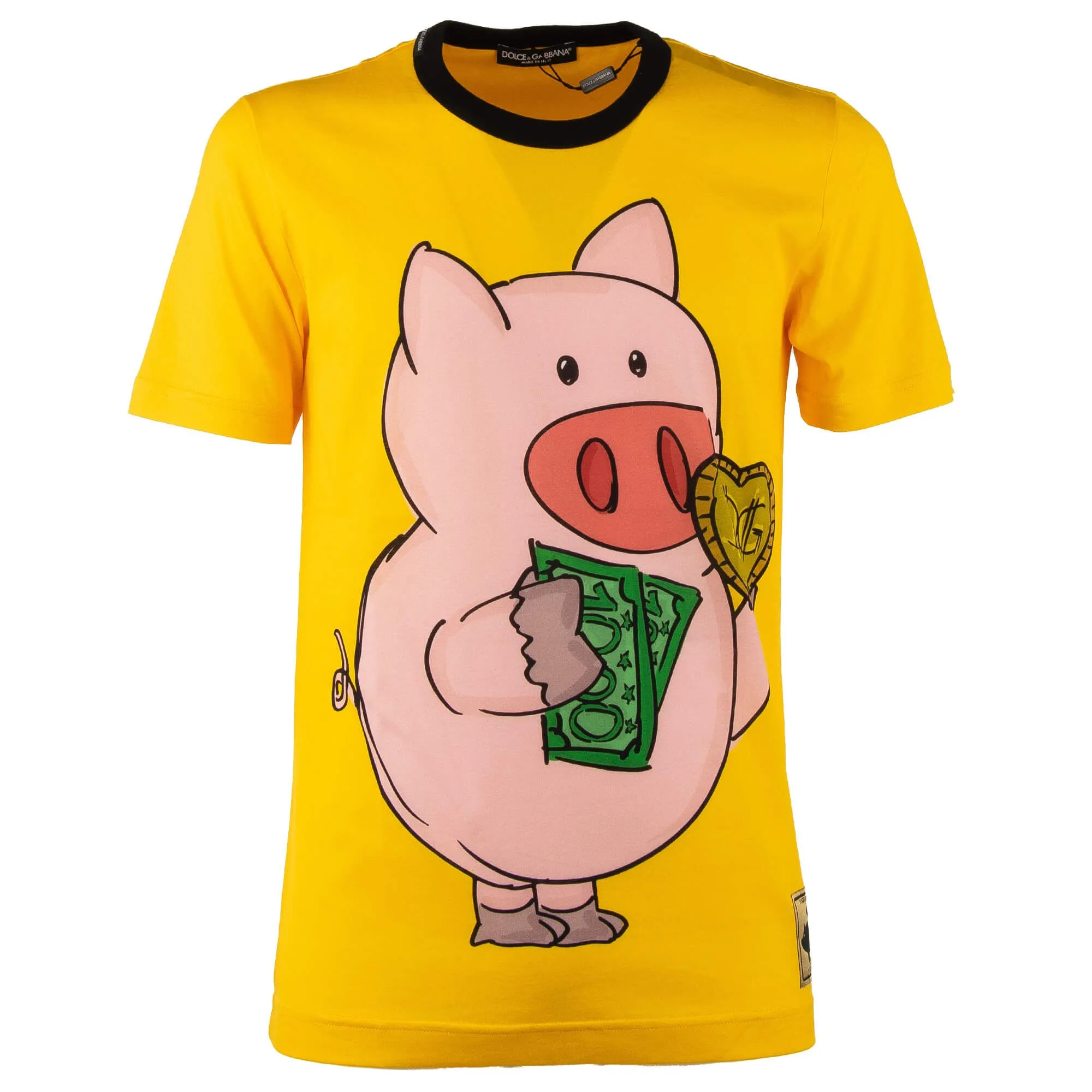 Dolce & Gabbana Men's Italian Cotton DG PIG Tee - Vibrant Yellow
