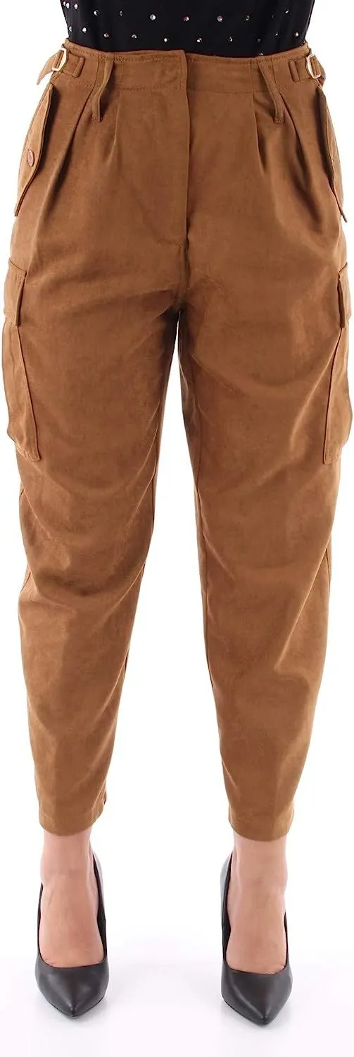 Liu Jo Women's Suede Cargo Pants with Gold Accents