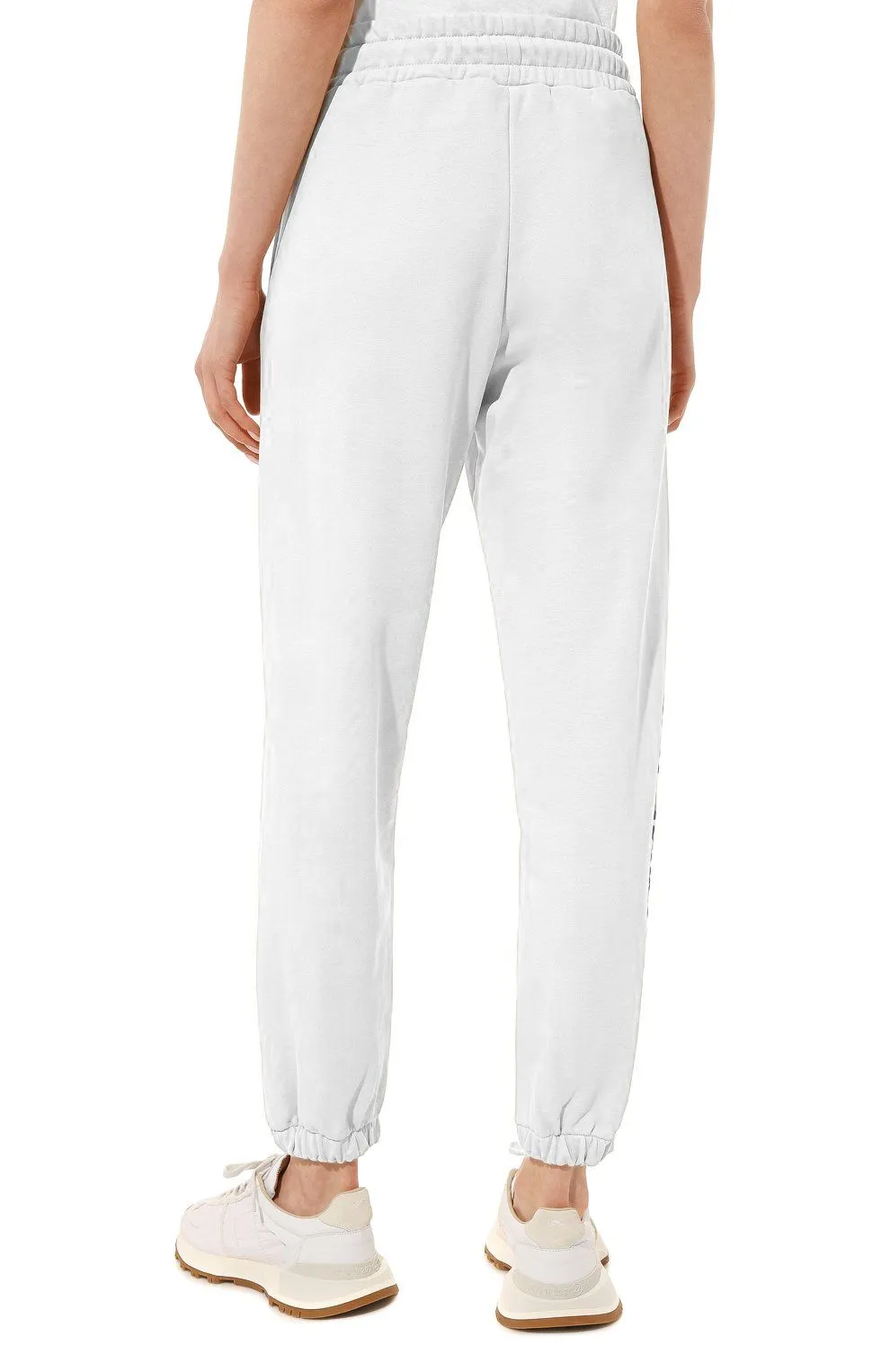 Comme Des Fuckdown Women's Chic White Logo Print Stretch Sweatpants