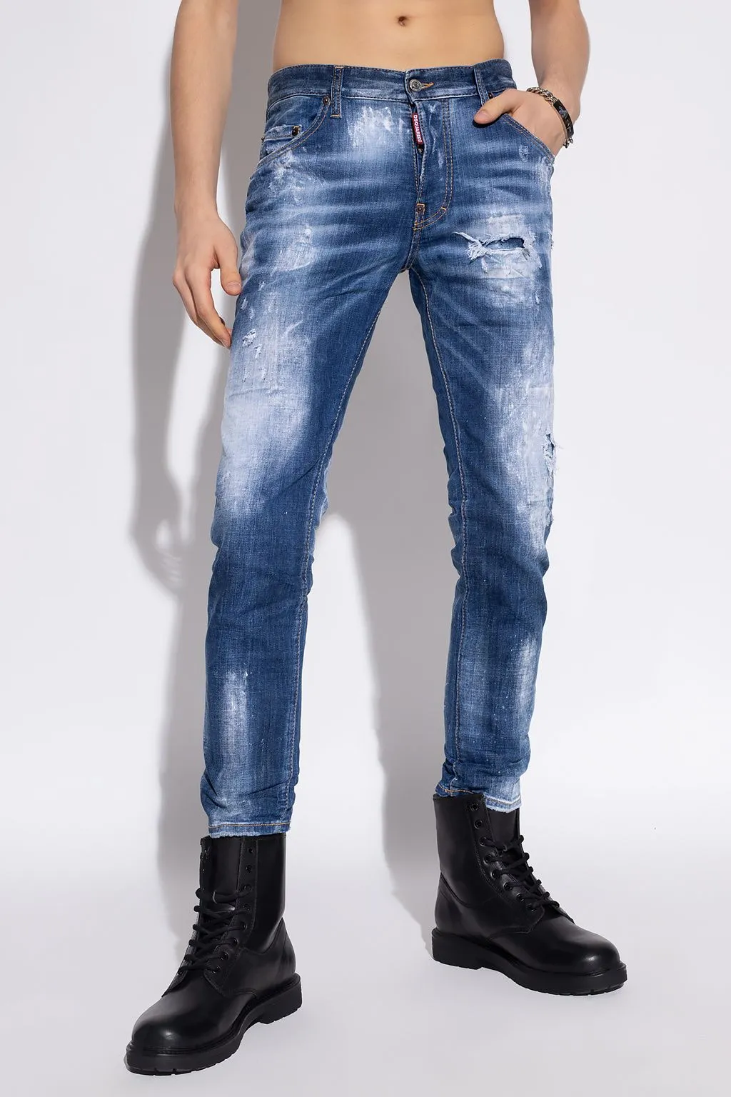 Dsquared² Men's Skater Distressed Jeans with Paint Splatter
