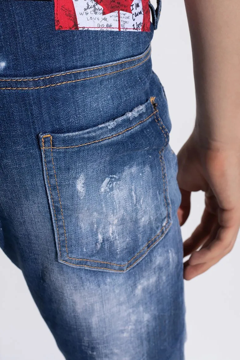 Dsquared² Men's Skater Distressed Jeans with Paint Splatter