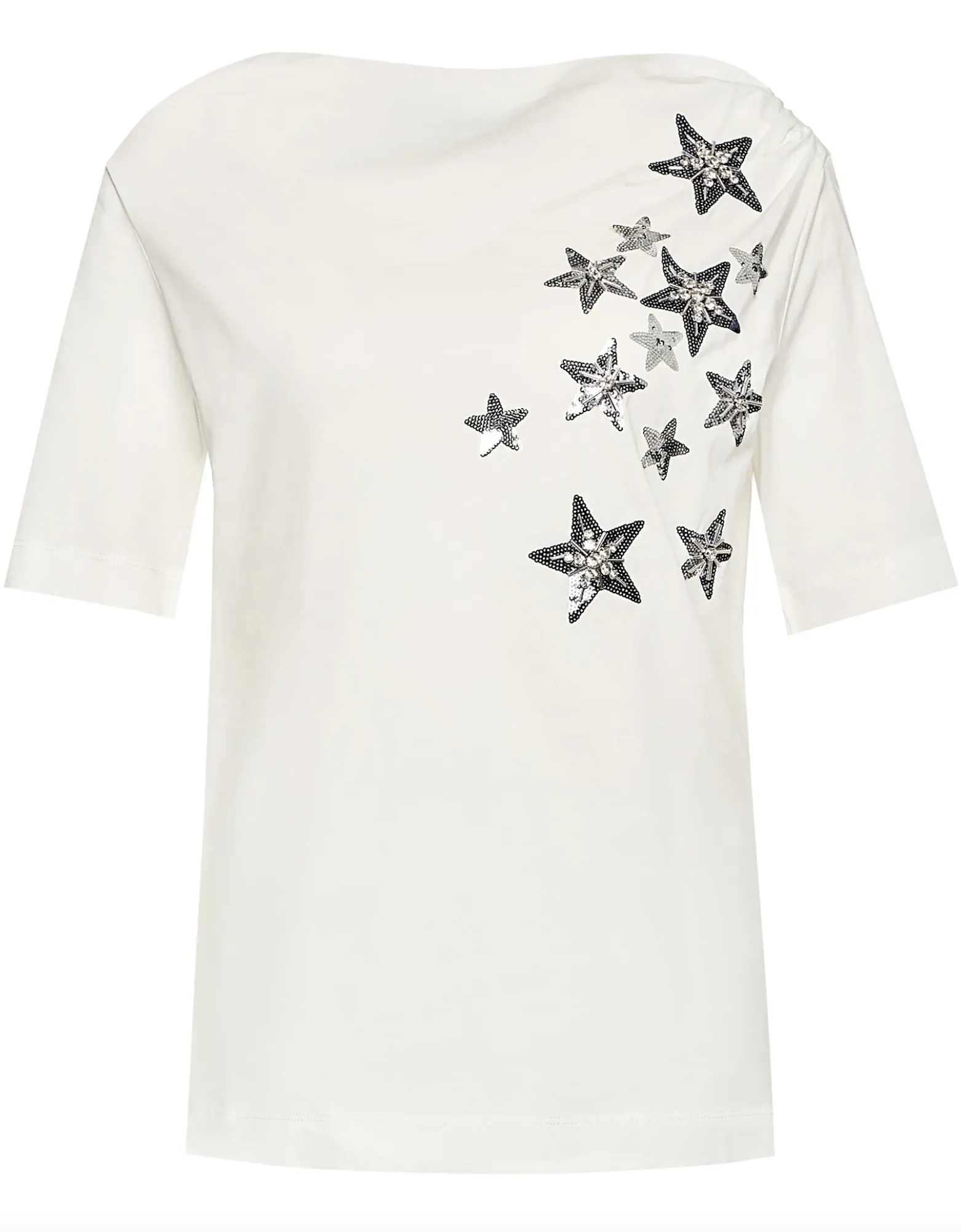 Liu Jo Women's Elegant White Cotton Tee with Rhinestone Accents
