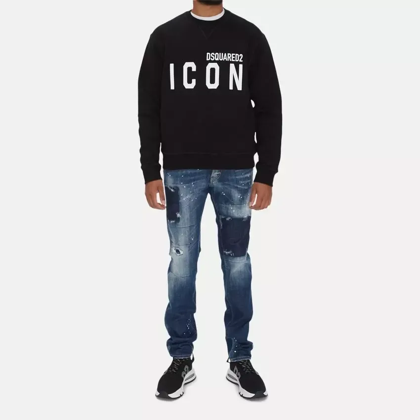 Dsquared² Men's Chic Black Cotton Logo Sweatshirt